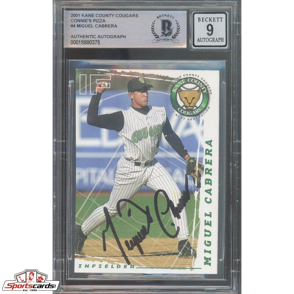 2001 Connie's Pizza #4 Miguel Cabrera RC Signed Auto Beckett BAS 9
