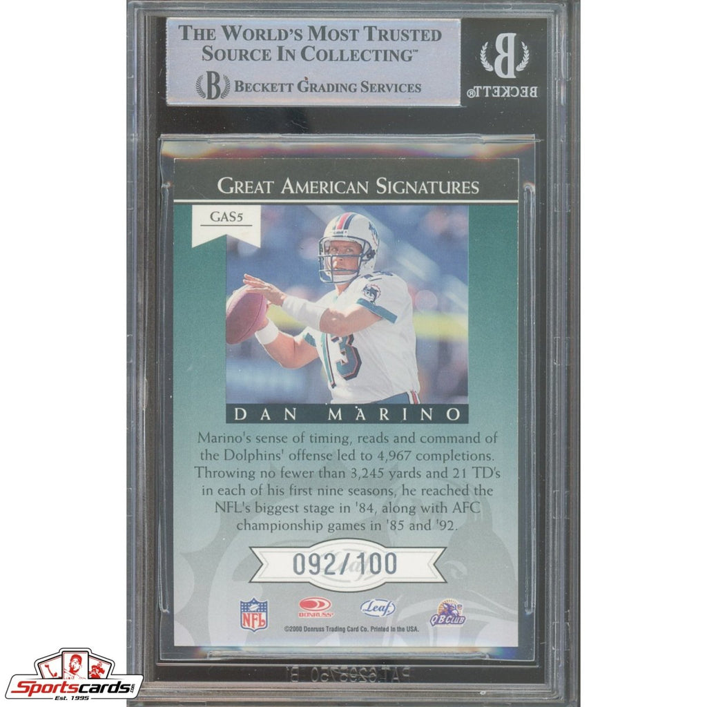2000 Leaf R&S Great American Signatures Dan Marino #GAS5 Auto #/100