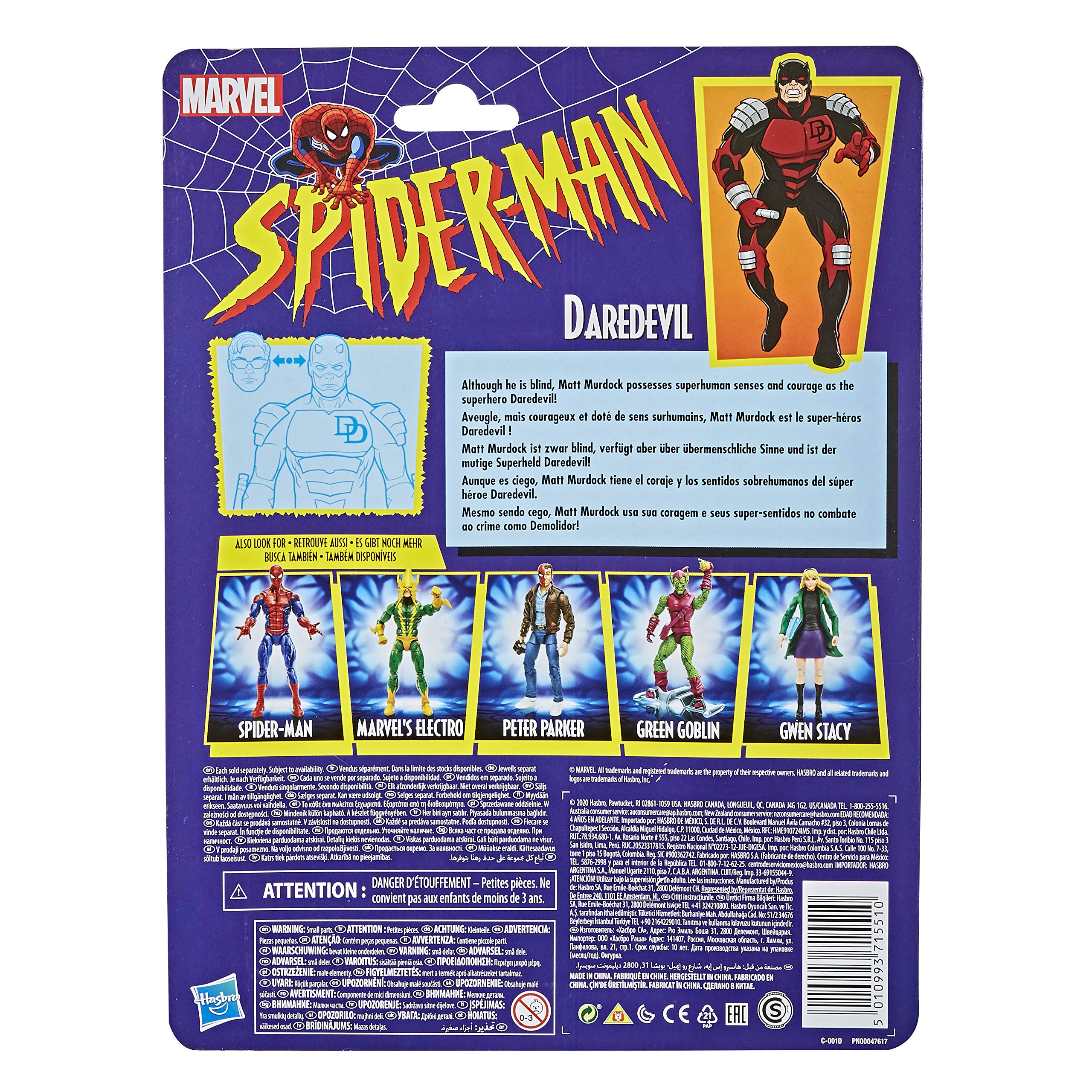 Spider-Man Hasbro Marvel Legends Series 6-Inch Collectible Daredevil Action Figure Toy Retro Collection