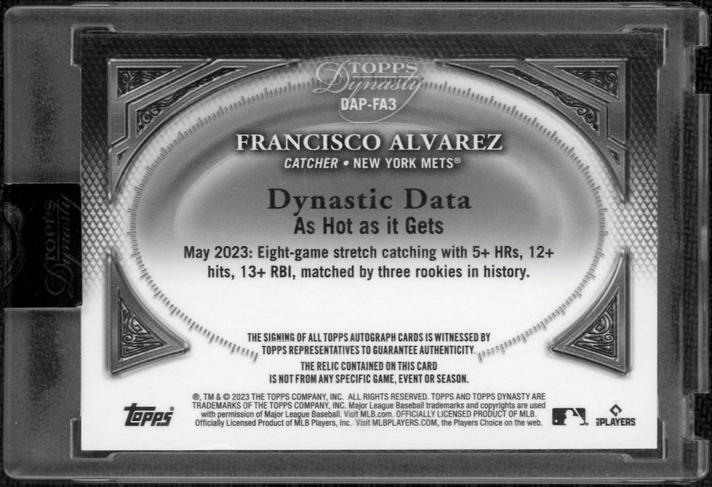 2023 Topps Dynasty DAP-FA3 Francisco Alvarez Rookie Patch Auto /10