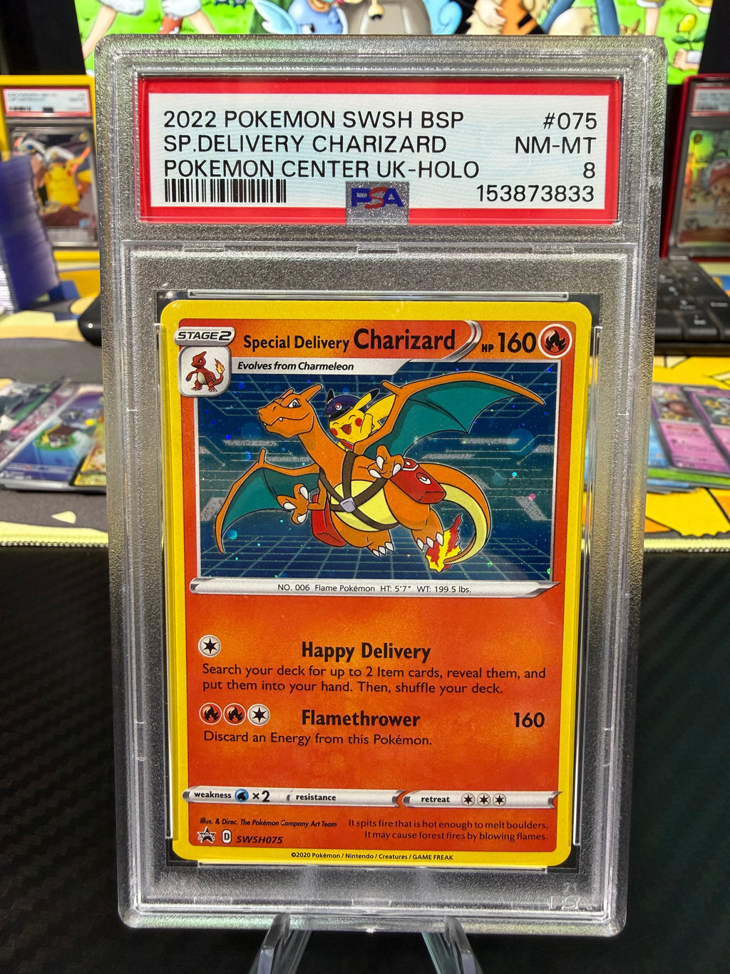 PSA 8 - Special Delivery Charizard - SWSH075 - Black Start Promo - Pokemon Center UK