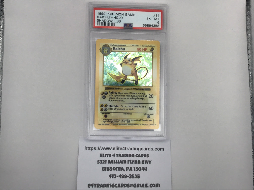Raichu [Shadowless] #14 Pokemon Base Set (PSA 6)