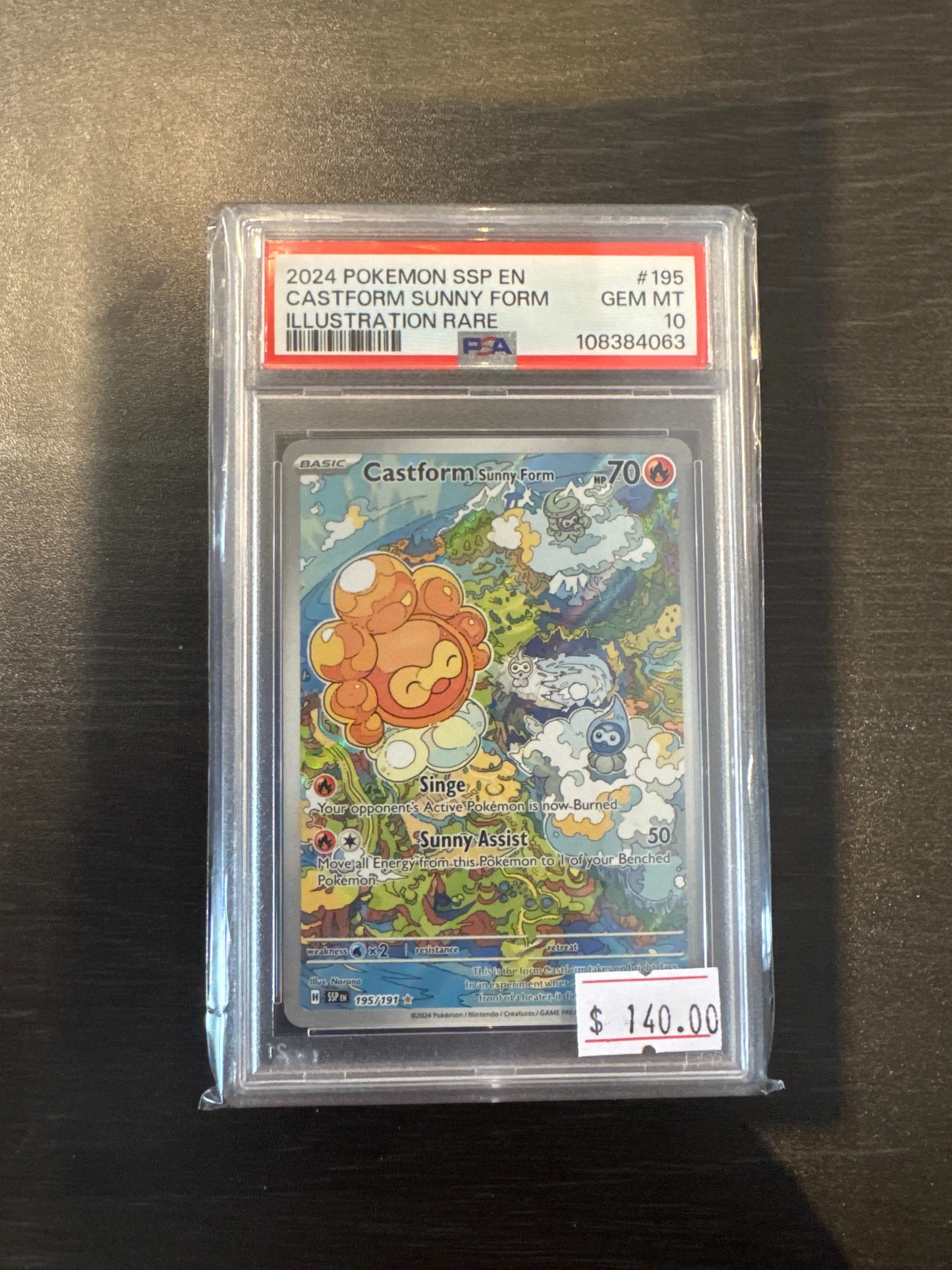 PSA 10 - 2024 POKEMON SSP EN-SURGING SPARKS #195 CASTFORM SUNNY FORM ILLUSTRATION RARE