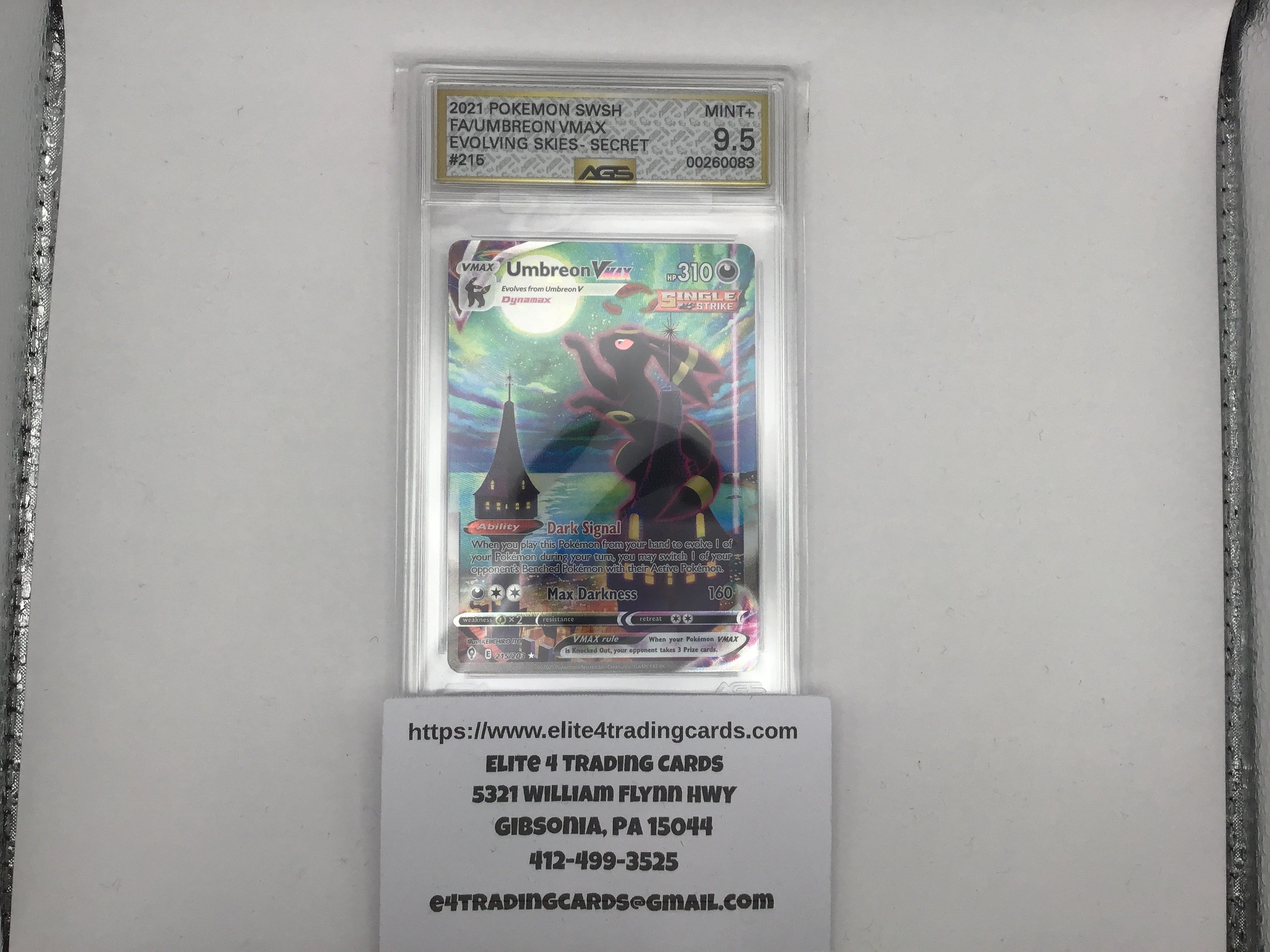Umbreon VMAX #215 Pokemon Evolving Skies (AGS 9.5 Moonbreon)
