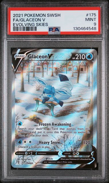 PSA 9 - 2021 POKEMON SWORD & SHIELD EVOLVING SKIES #175 FA/GLACEON V EVOLVING SKIES