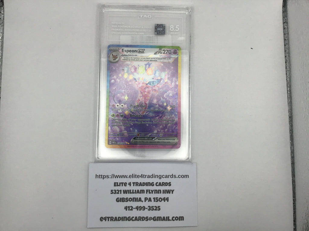 Espeon ex #155 Pokemon Prismatic Evolutions (TAG 8.5)