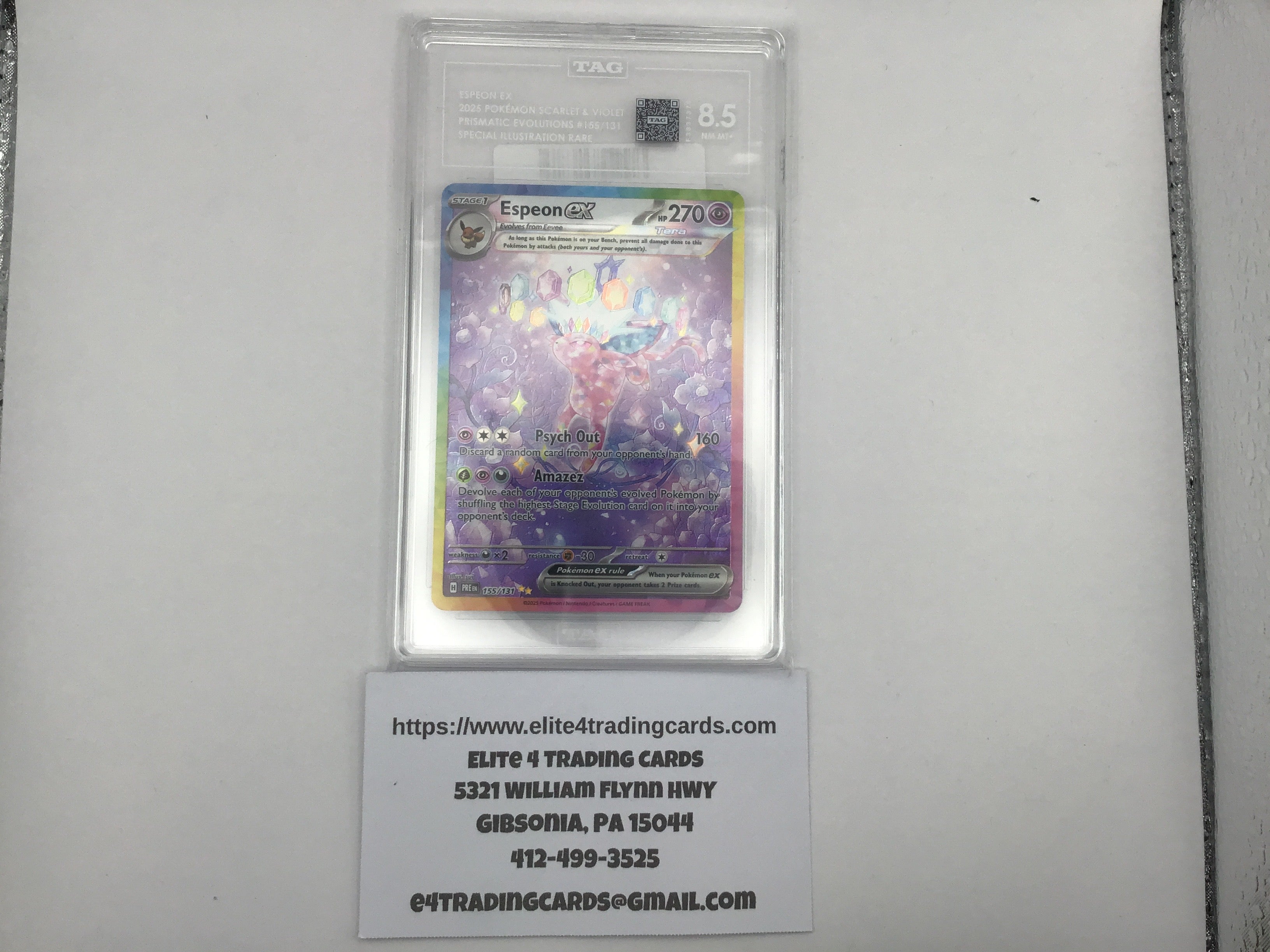 Espeon ex #155 Pokemon Prismatic Evolutions (TAG 8.5)