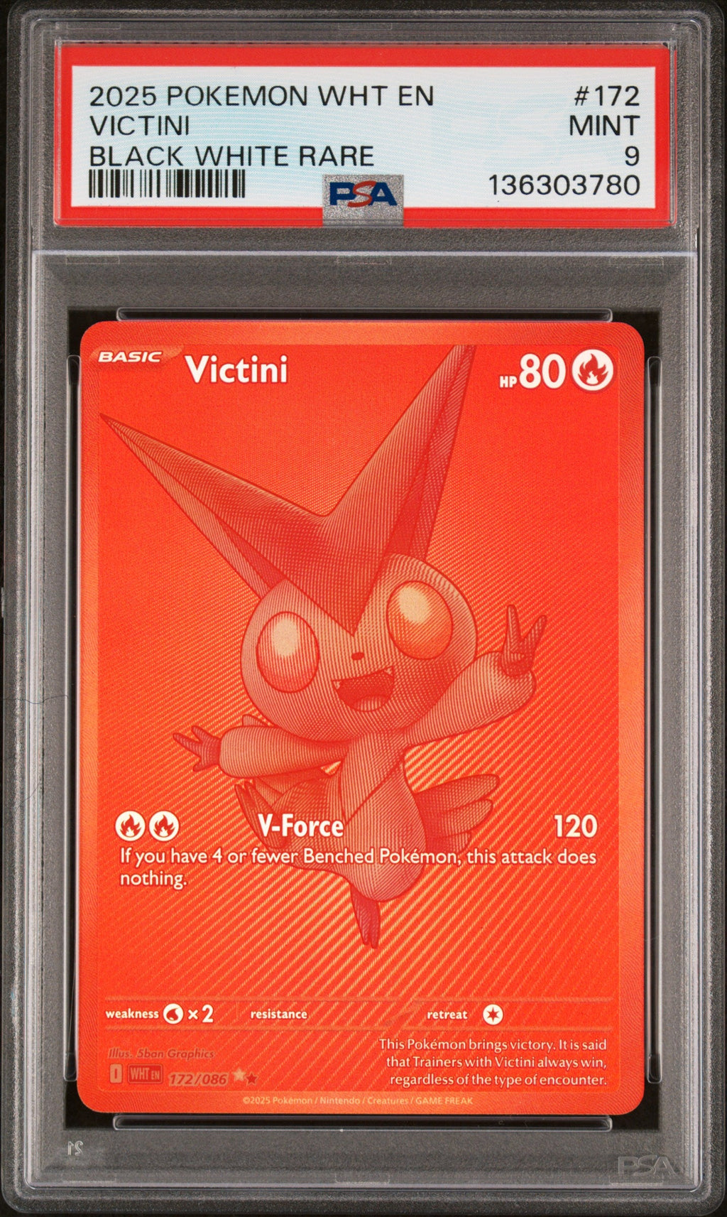VICTINI SCHWARZ WEISS SELTEN 2025 POKEMON WHT EN-WHITE FLARE PSA MINT 9