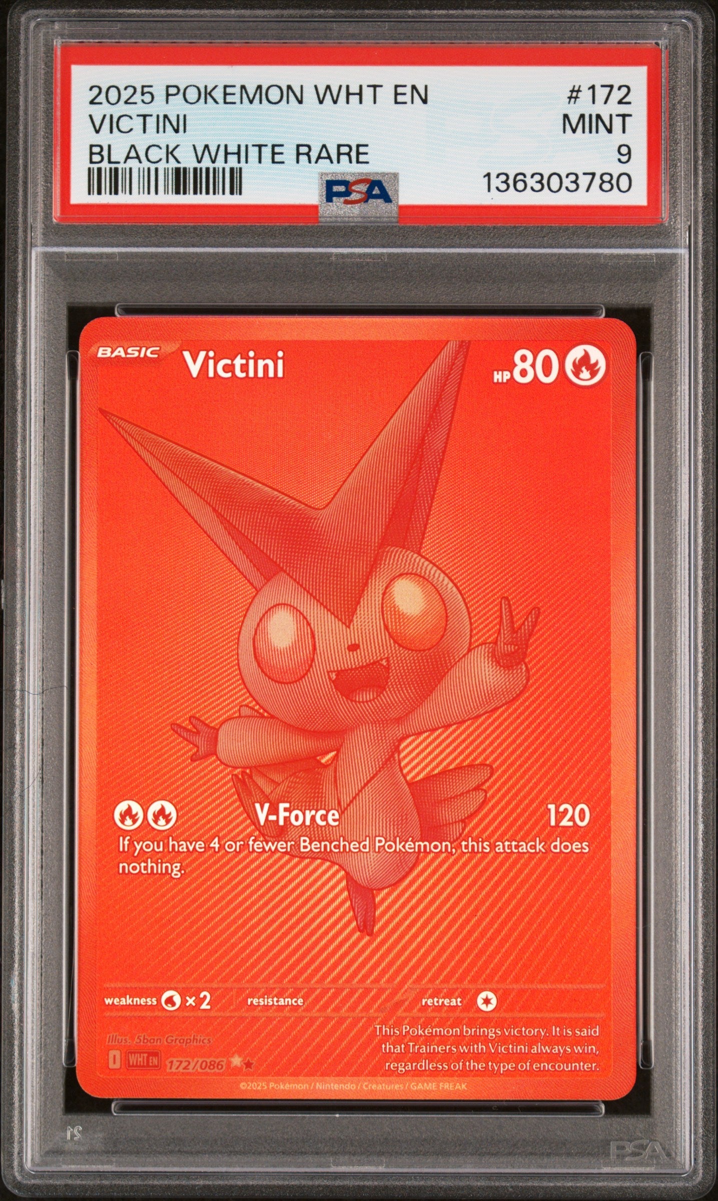 VICTINI SCHWARZ WEISS SELTEN 2025 POKEMON WHT EN-WHITE FLARE PSA MINT 9