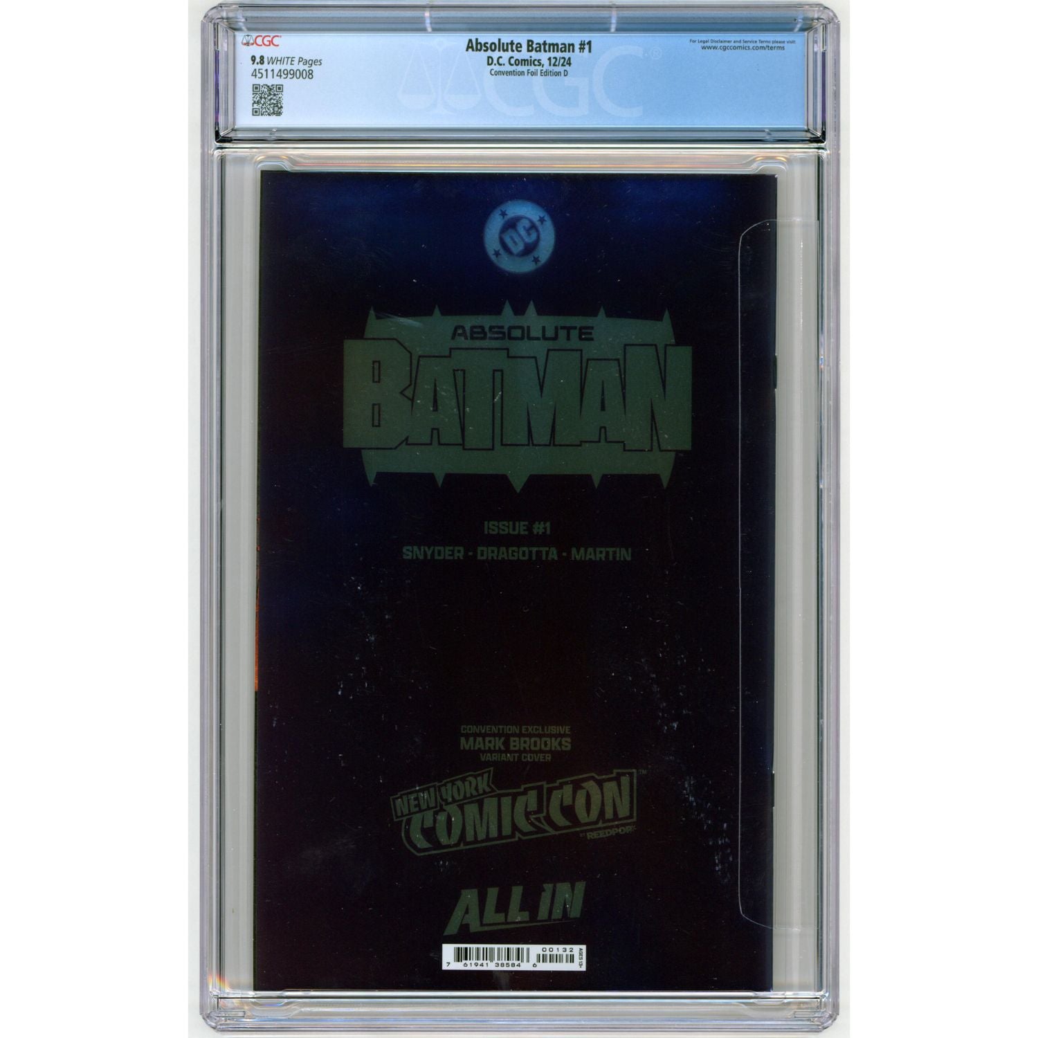Absolute Batman: #1 [Mark Brooks CGC 9.8 NYCC Foil CVR D] 2024