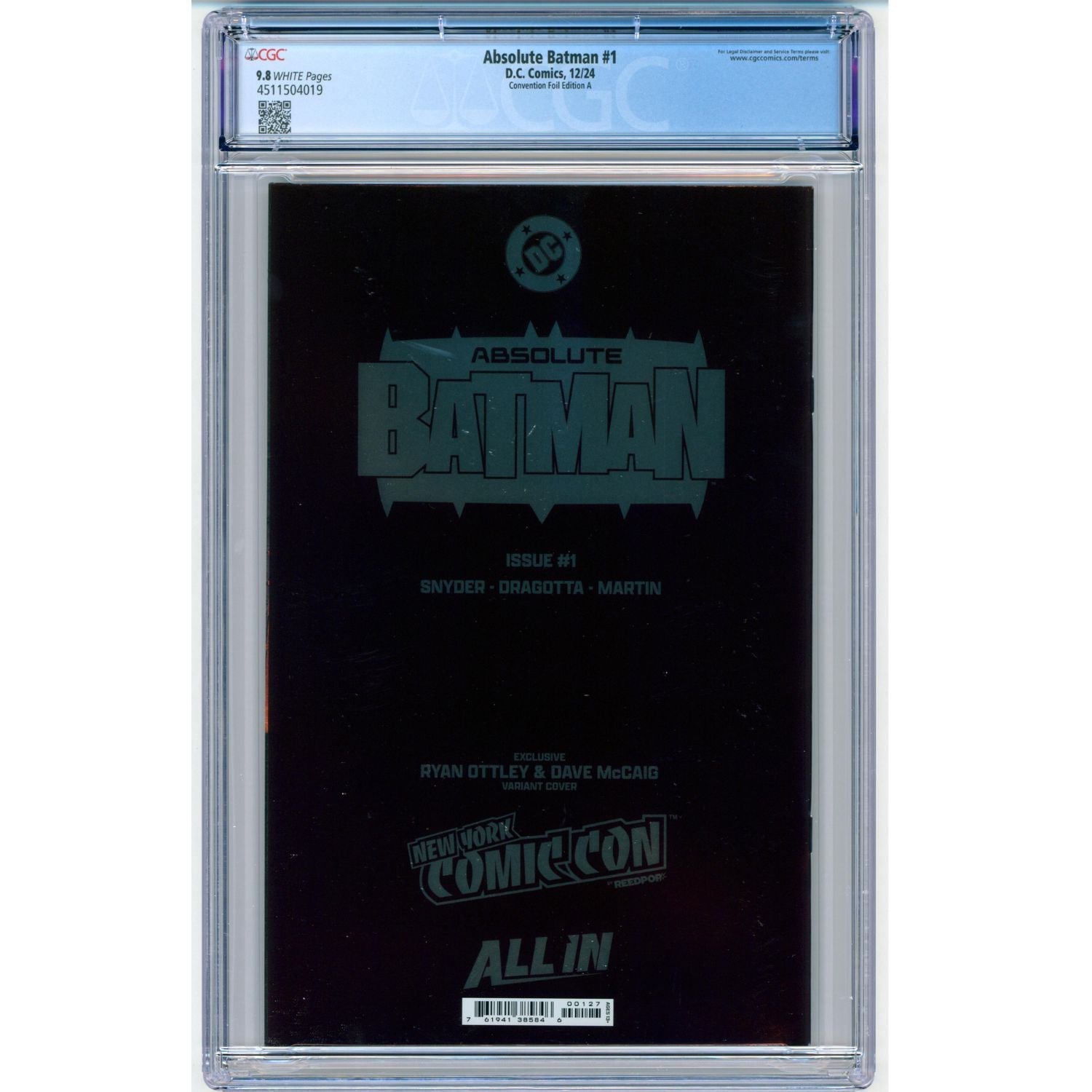 Absolute Batman: #1 [Ryan Ottley CGC 9.8 NYCC Foil CVR A] 2024