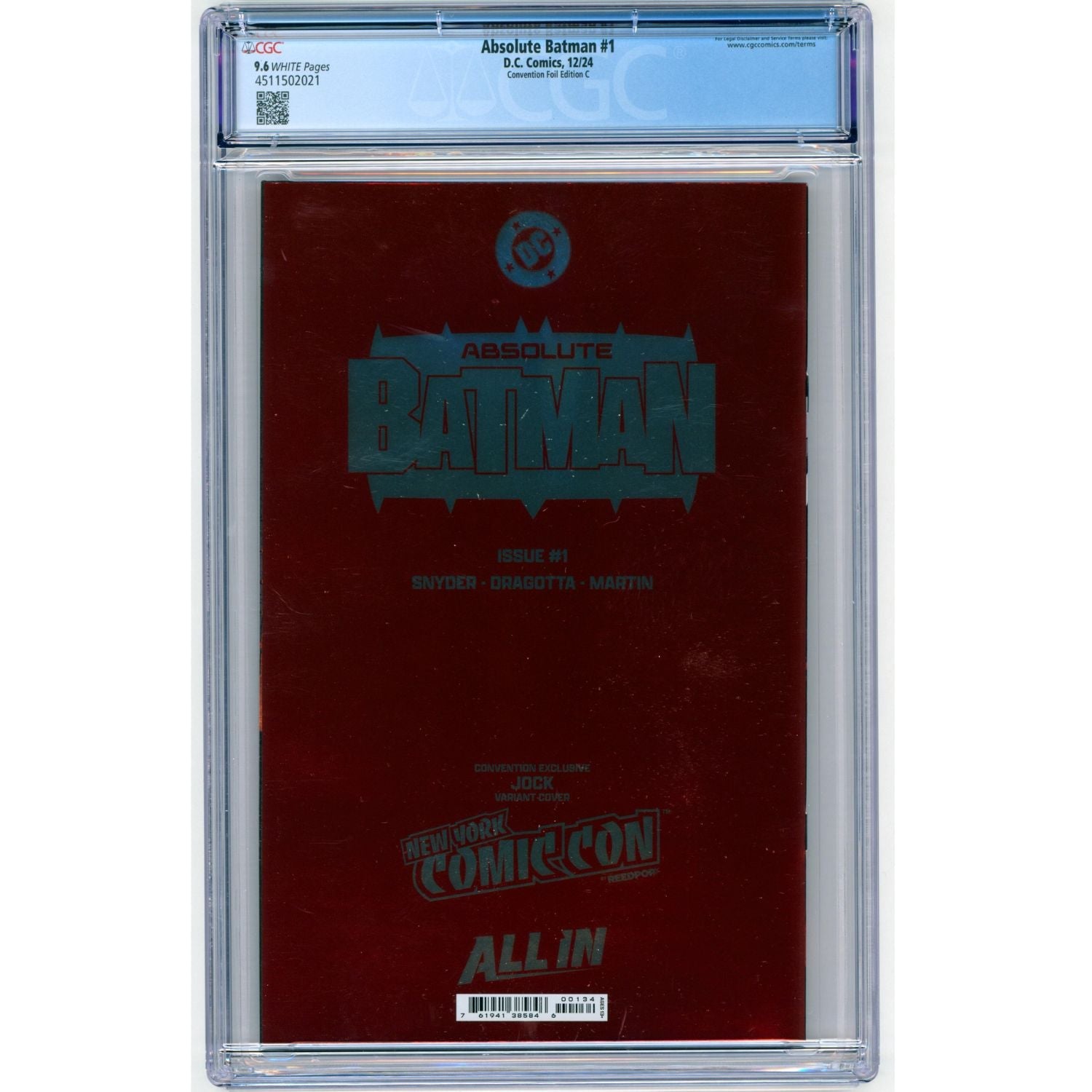Absolute Batman: #1 [Jock CGC 9.6 NYCC Convention Foil CVR C]
