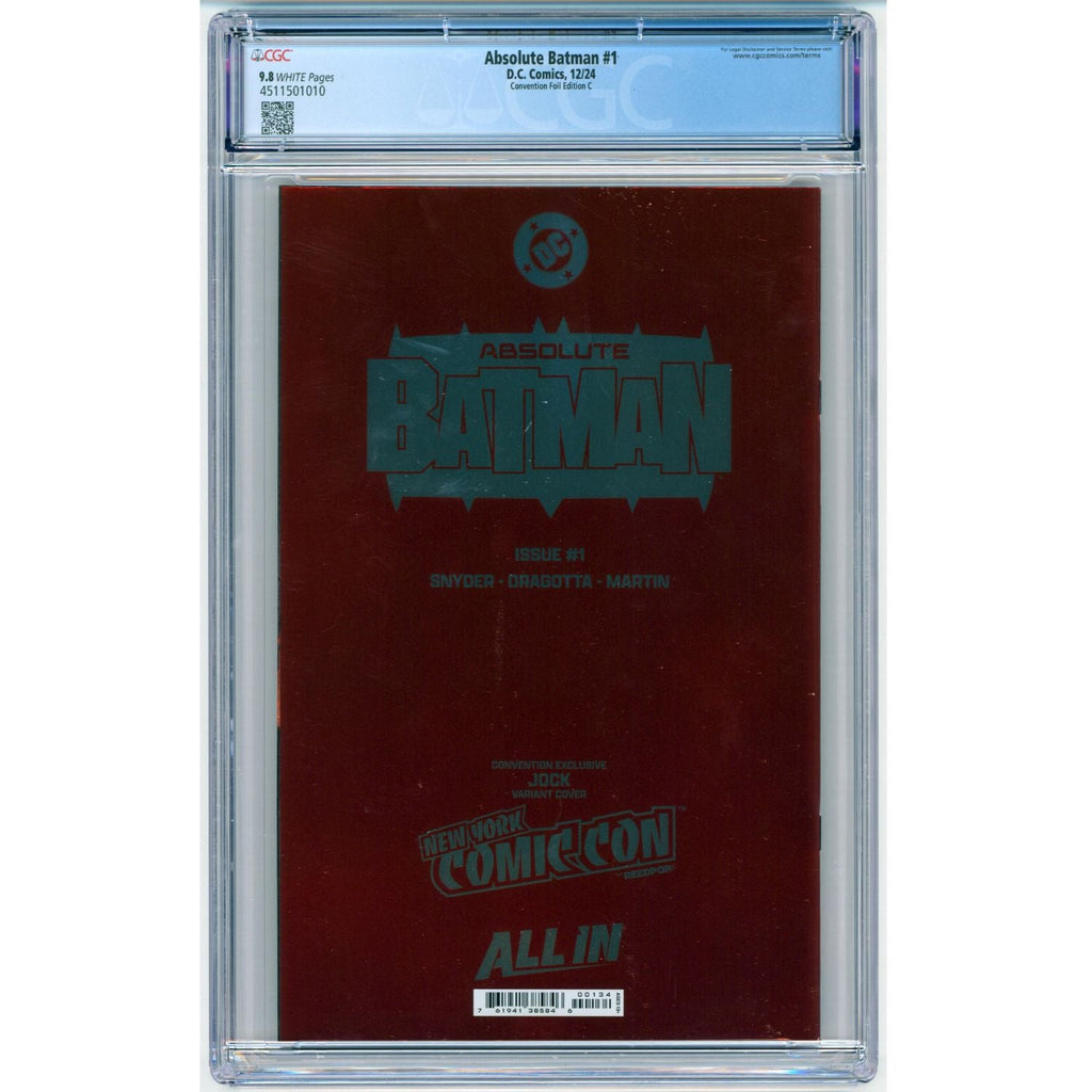 Absolute Batman: #1 [Jock CGC 9.8 NYCC Foil CVR C] 2024
