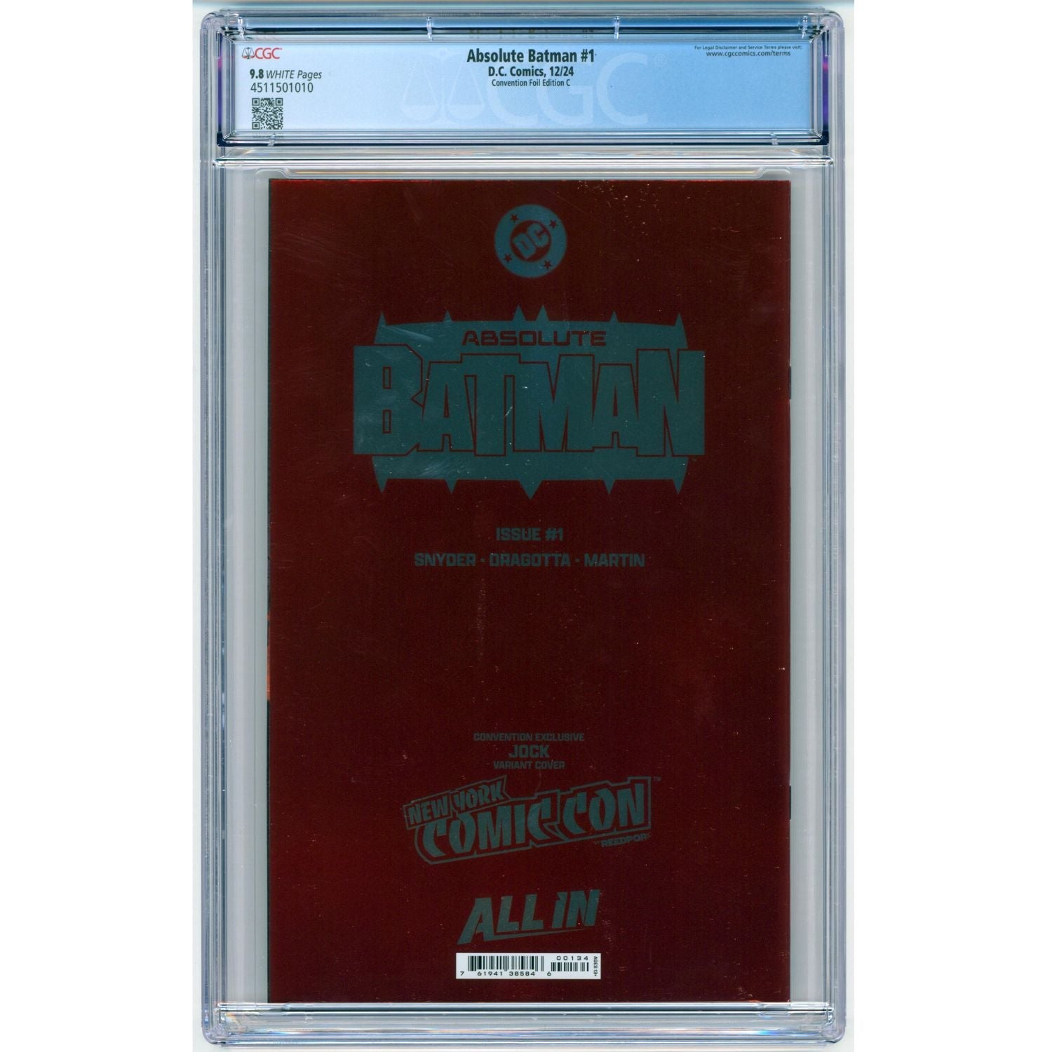 Absolute Batman: #1 [Jock CGC 9.8 NYCC Foil CVR C] 2024