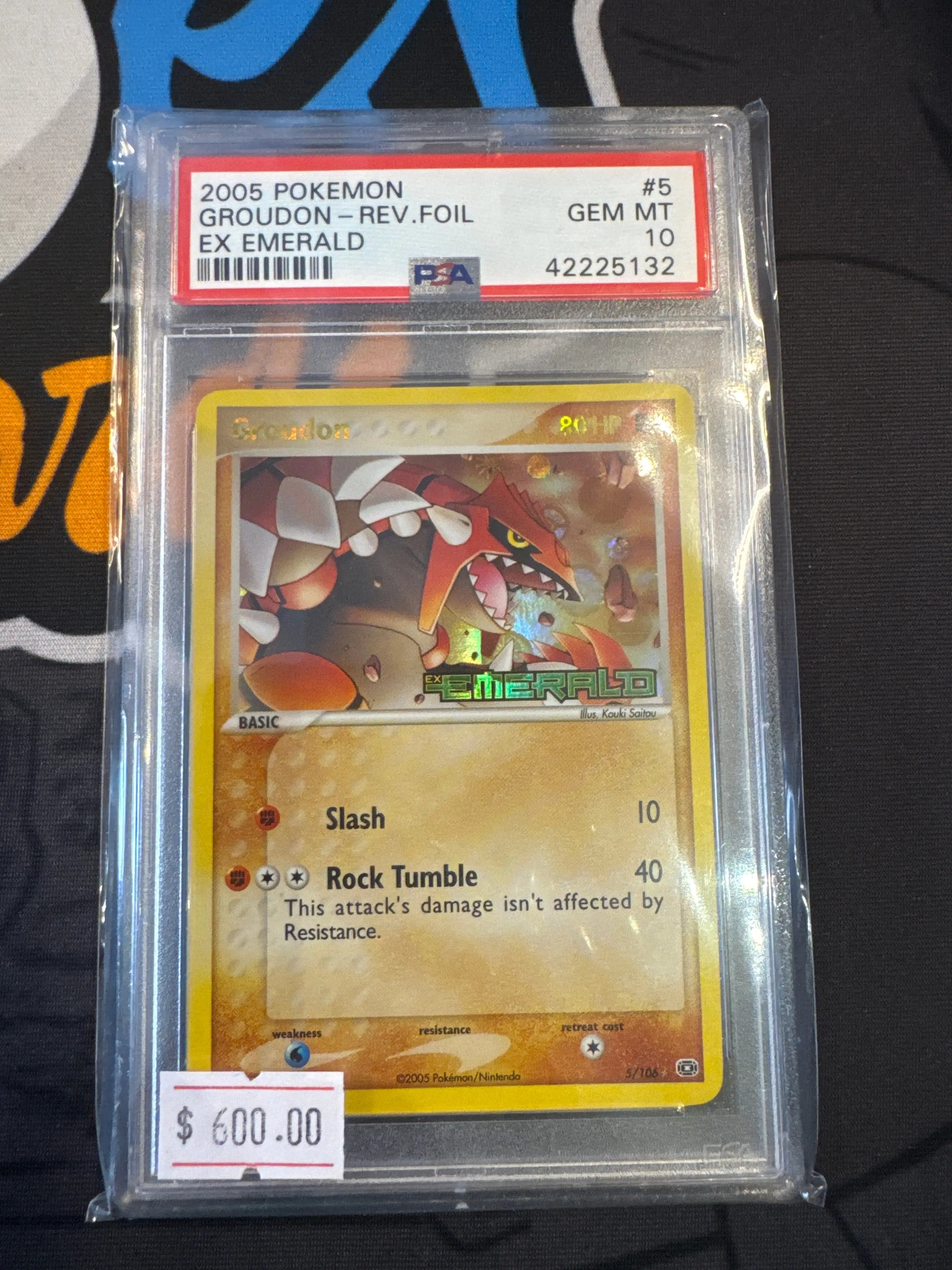 Psa 10 2005 POKEMON EX EMERALD #5 GROUDON-REV.FOIL EMERALD