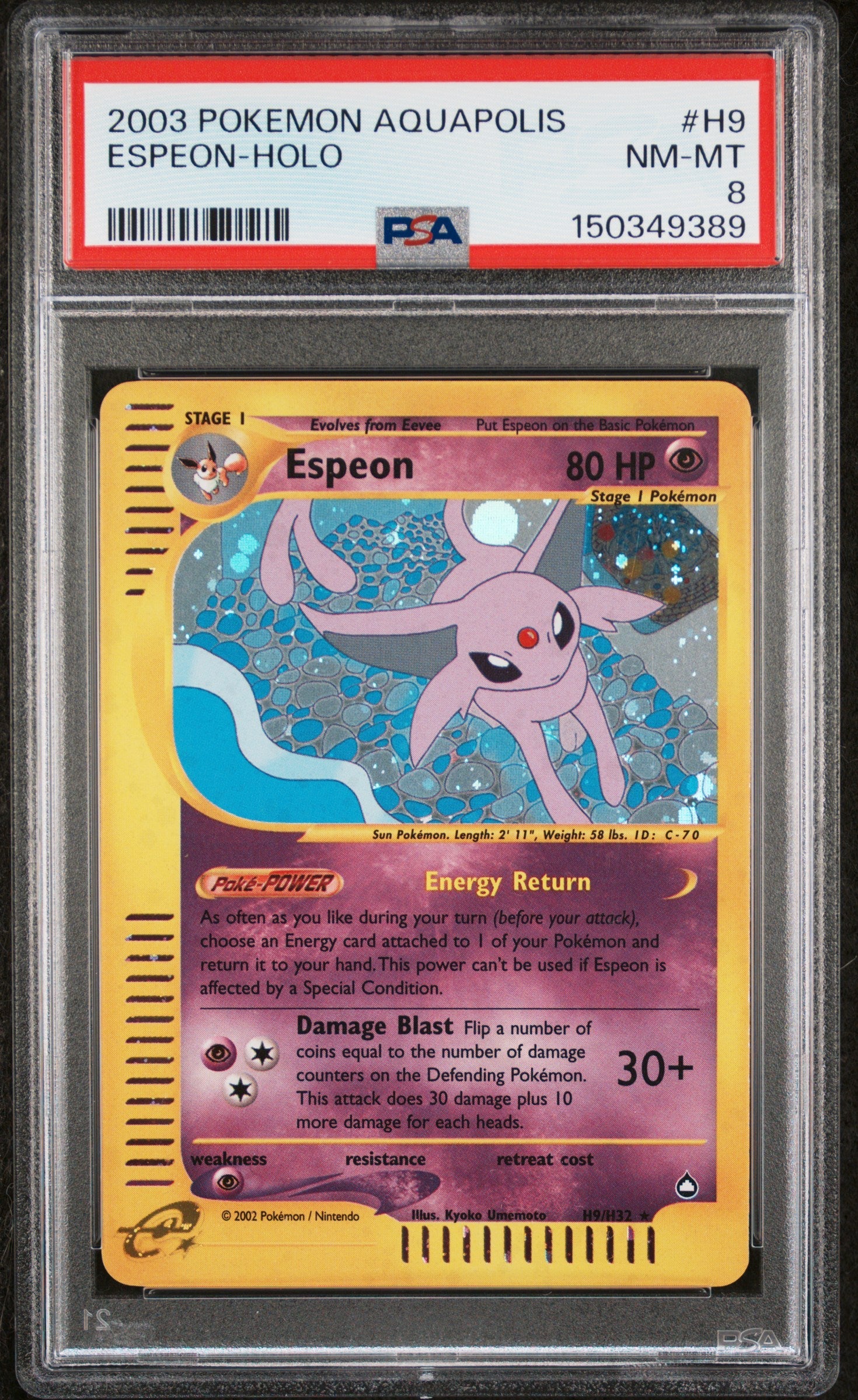 PSA NM-MT 8 Espeon-Holo(H9/H32) [Aquapolis] - 150349389