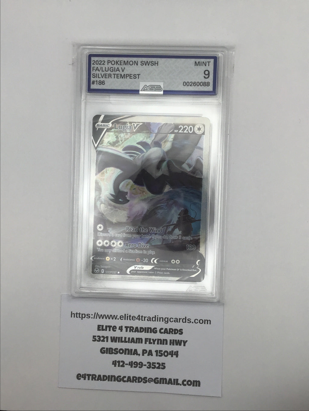 Lugia V #186 Pokemon Silver Tempest (AGS 9)