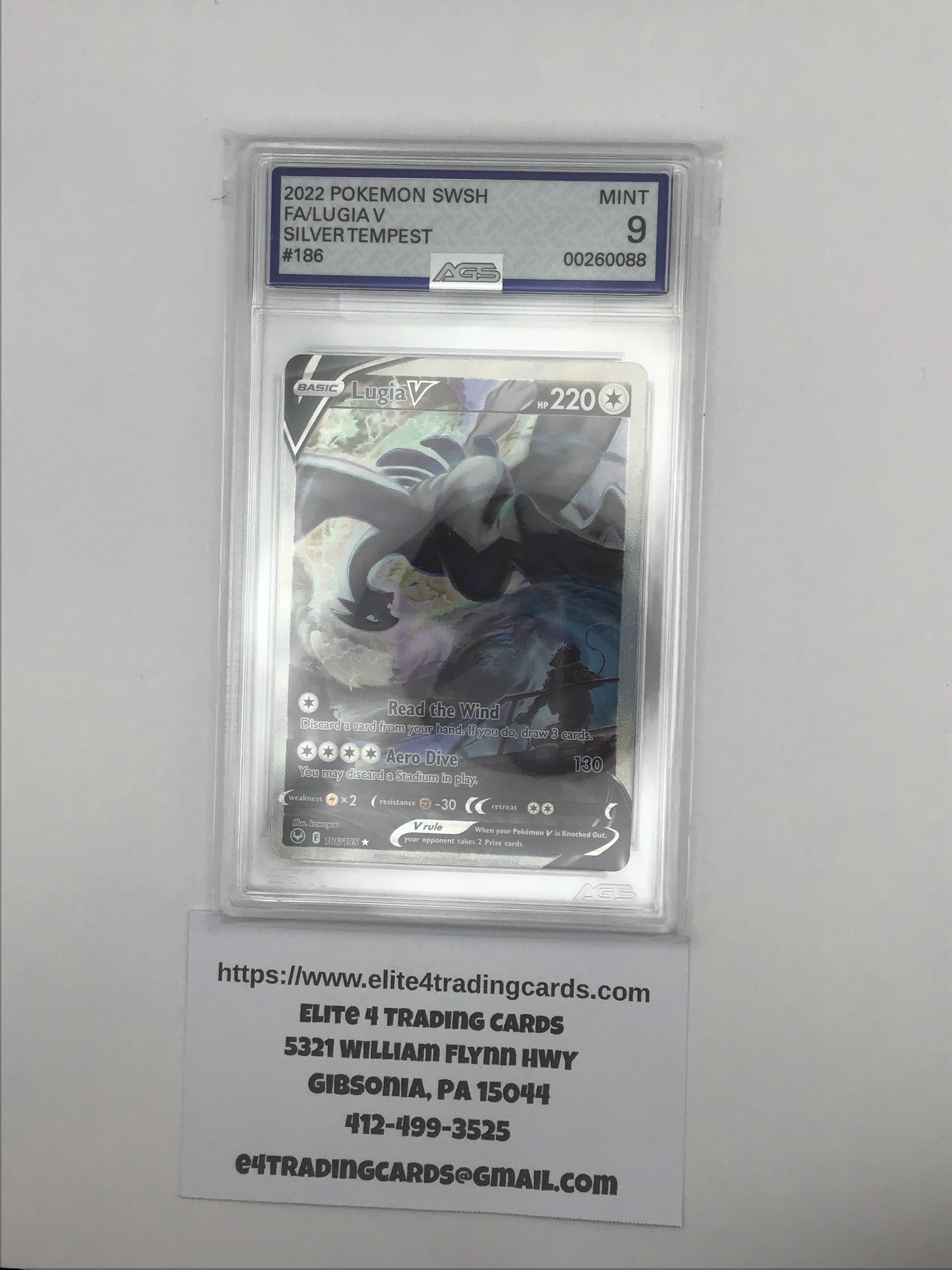Lugia V #186 Pokemon Silver Tempest (AGS 9)