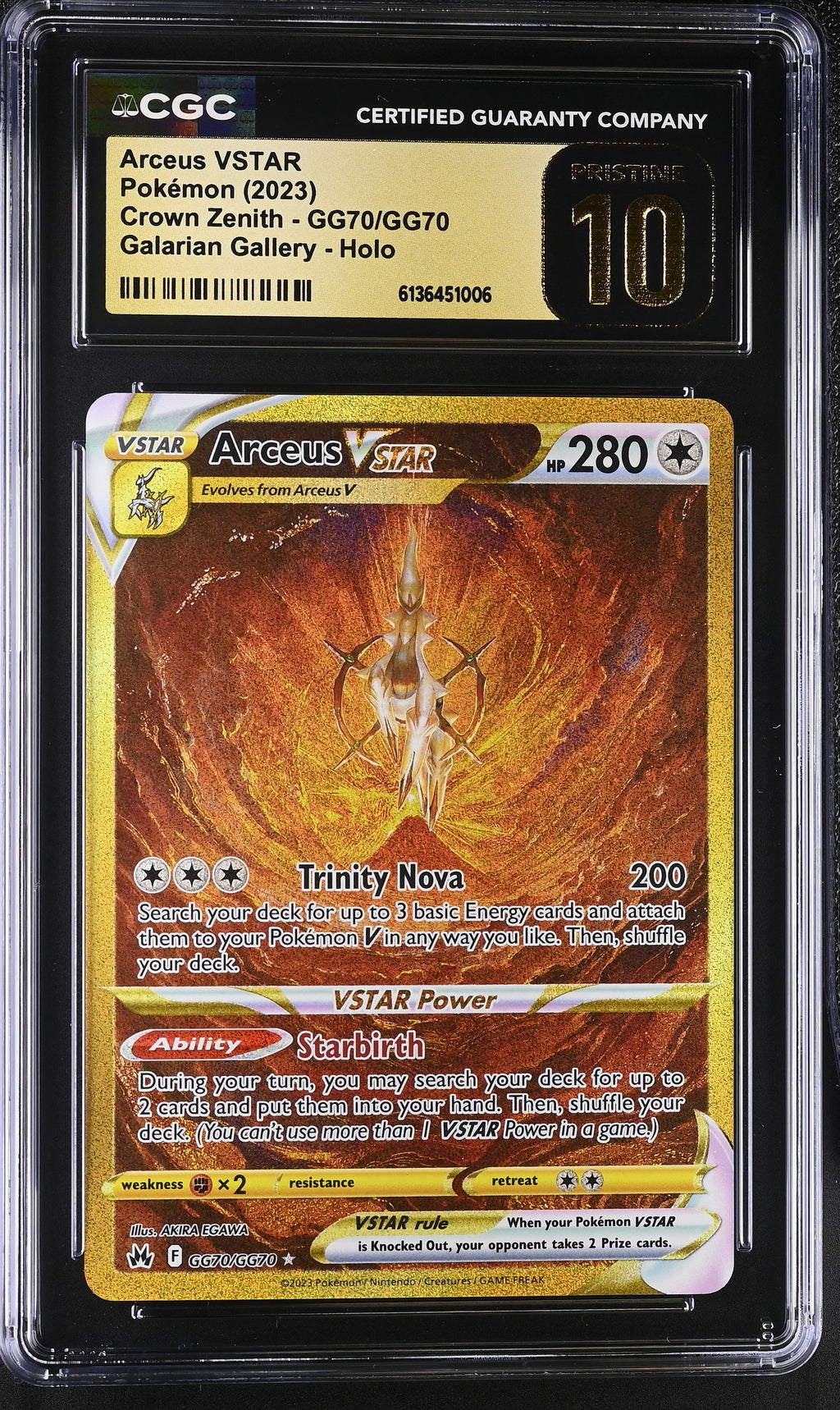 CGC PRISTINE 10 Arceus VSTAR(GG70/GG70) [Crown Zenith] - 6136451006