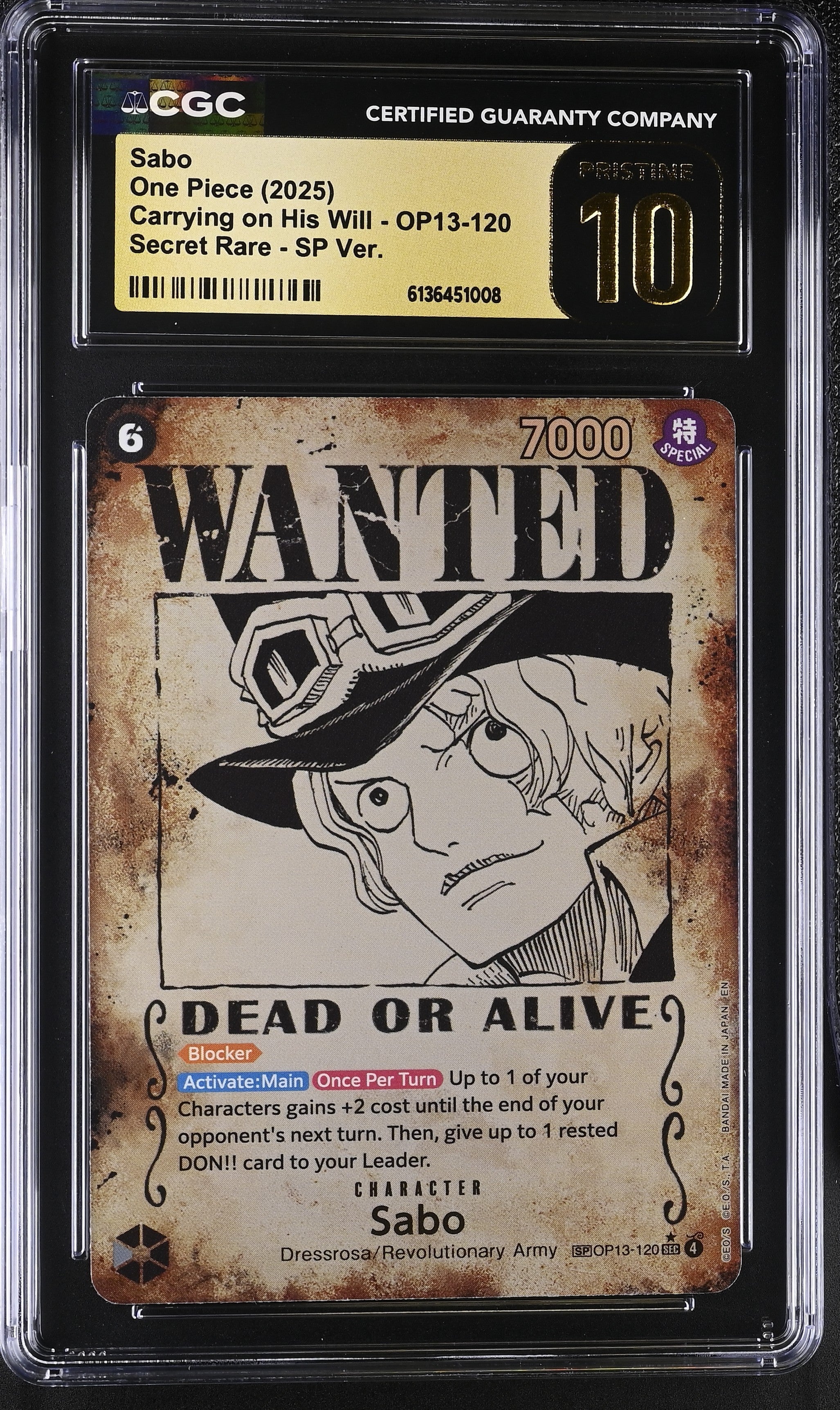 CGC PRISTINE 10 Sabo [Carrying on His Will] - 6136451008