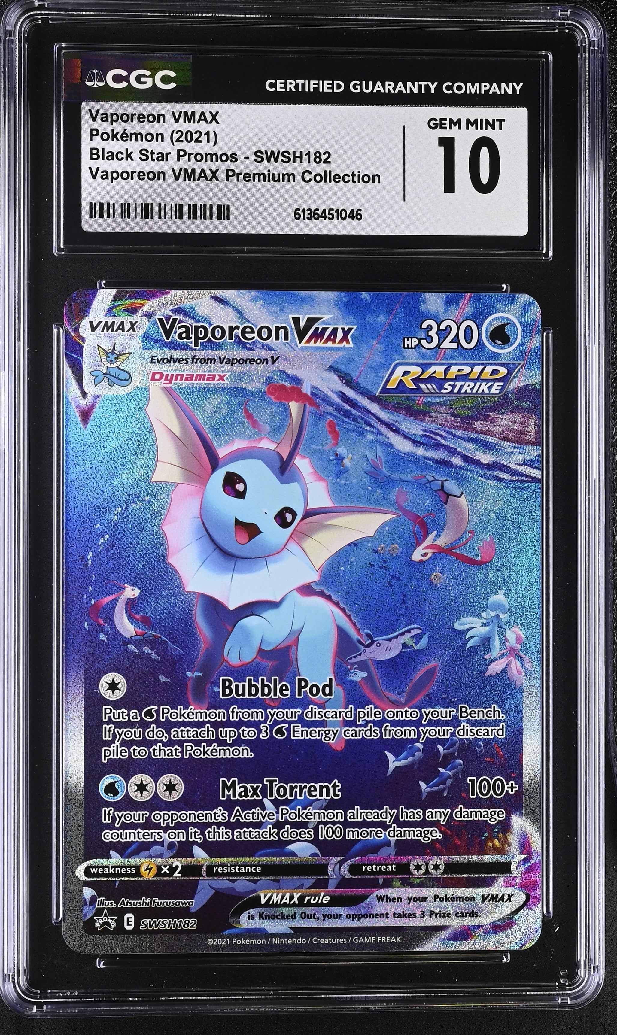 CGC GEM MINT 10 Vaporeon VMAX(SWSH182) [Black Star Promos] - 6136451046