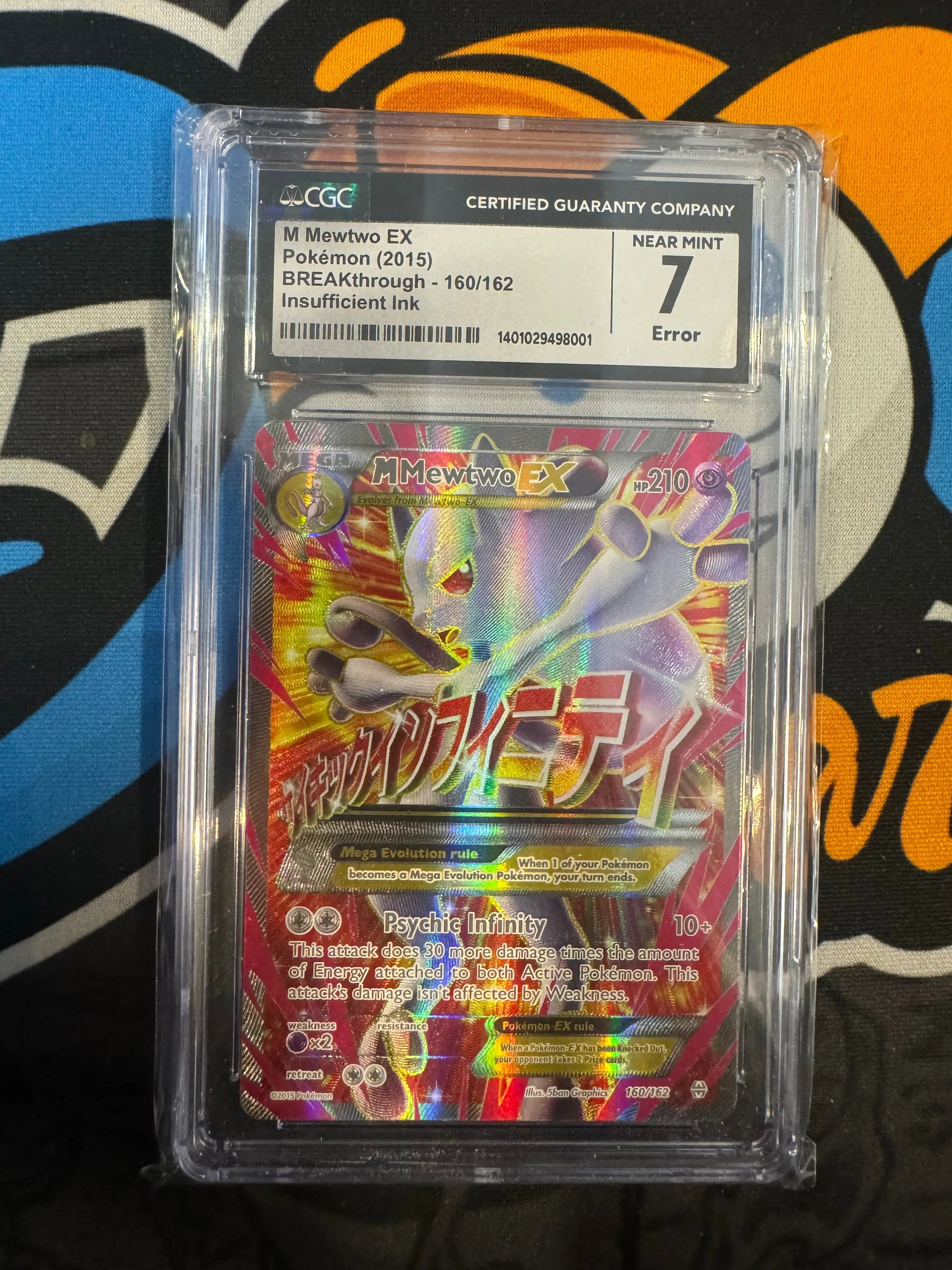 CGC 7 M Mewtwo EX Pokémon (2015) BREAKthrough - 160/162 Insufficient Ink Error