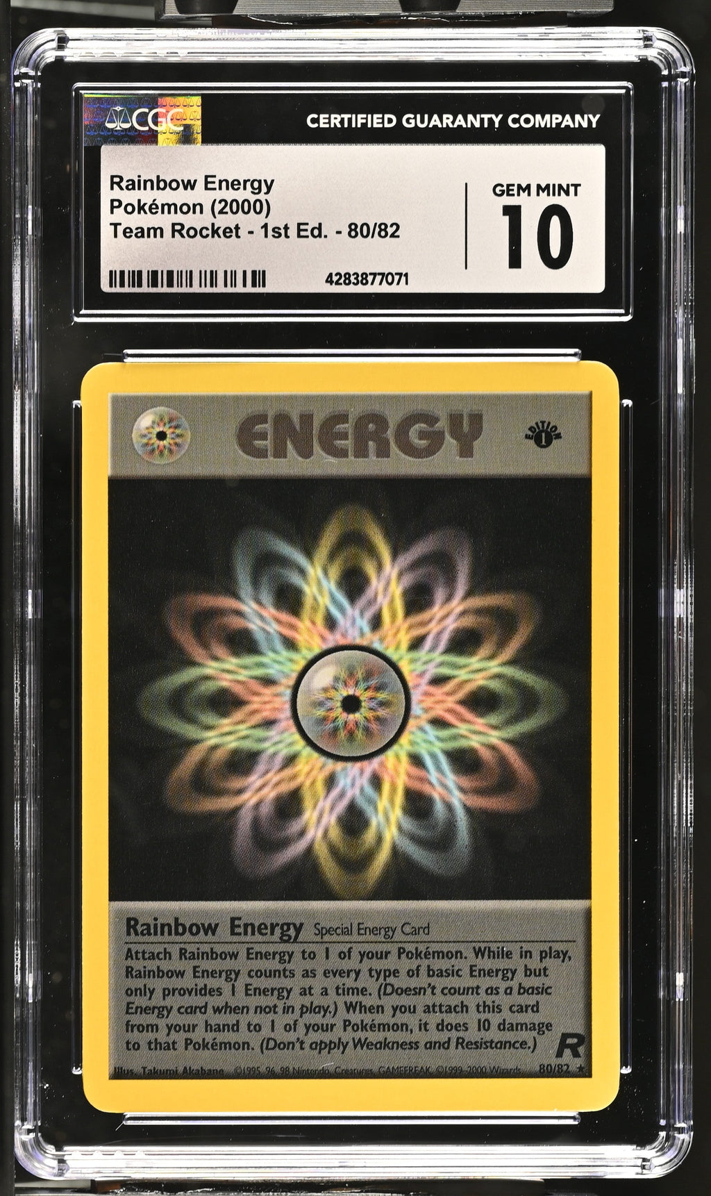 2000 Pokémon Team Rocket – 1. Edition Regenbogen-Energie 80/82 CGC 10
