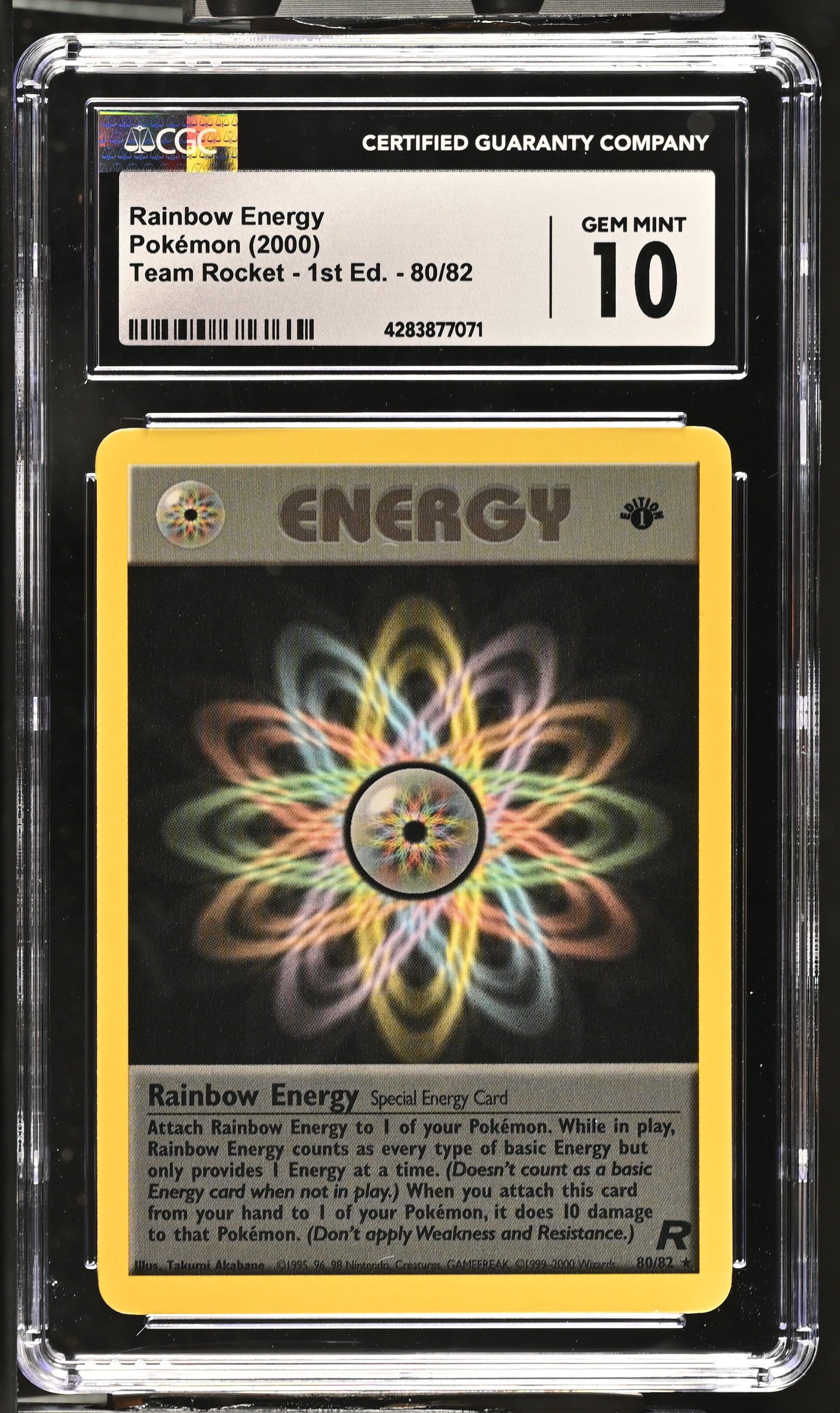 2000 Pokémon Team Rocket – 1. Edition Regenbogen-Energie 80/82 CGC 10