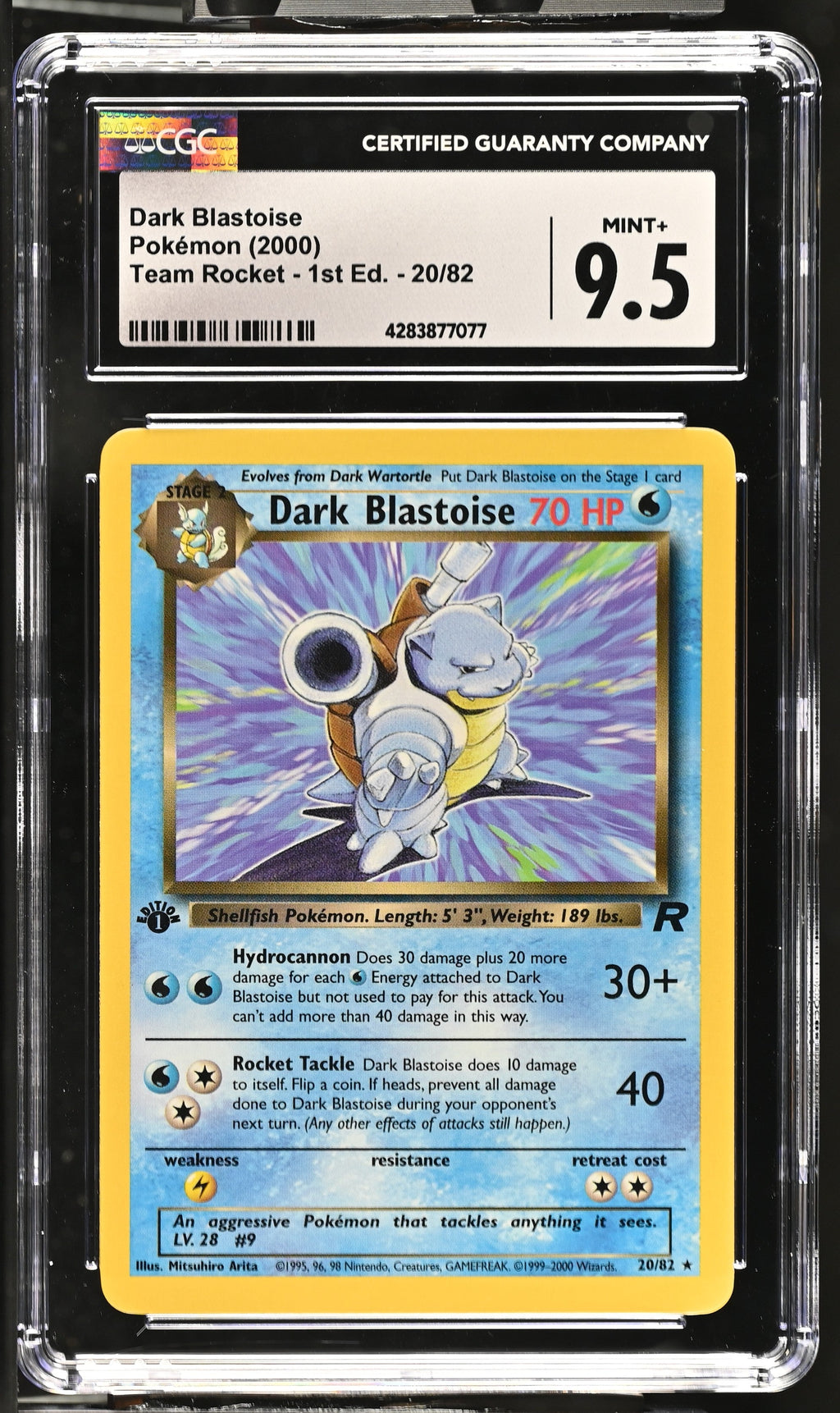 2000 Pokémon Team Rocket – 1. Edition Dunkles Turtok 20/82 CGC 9.5