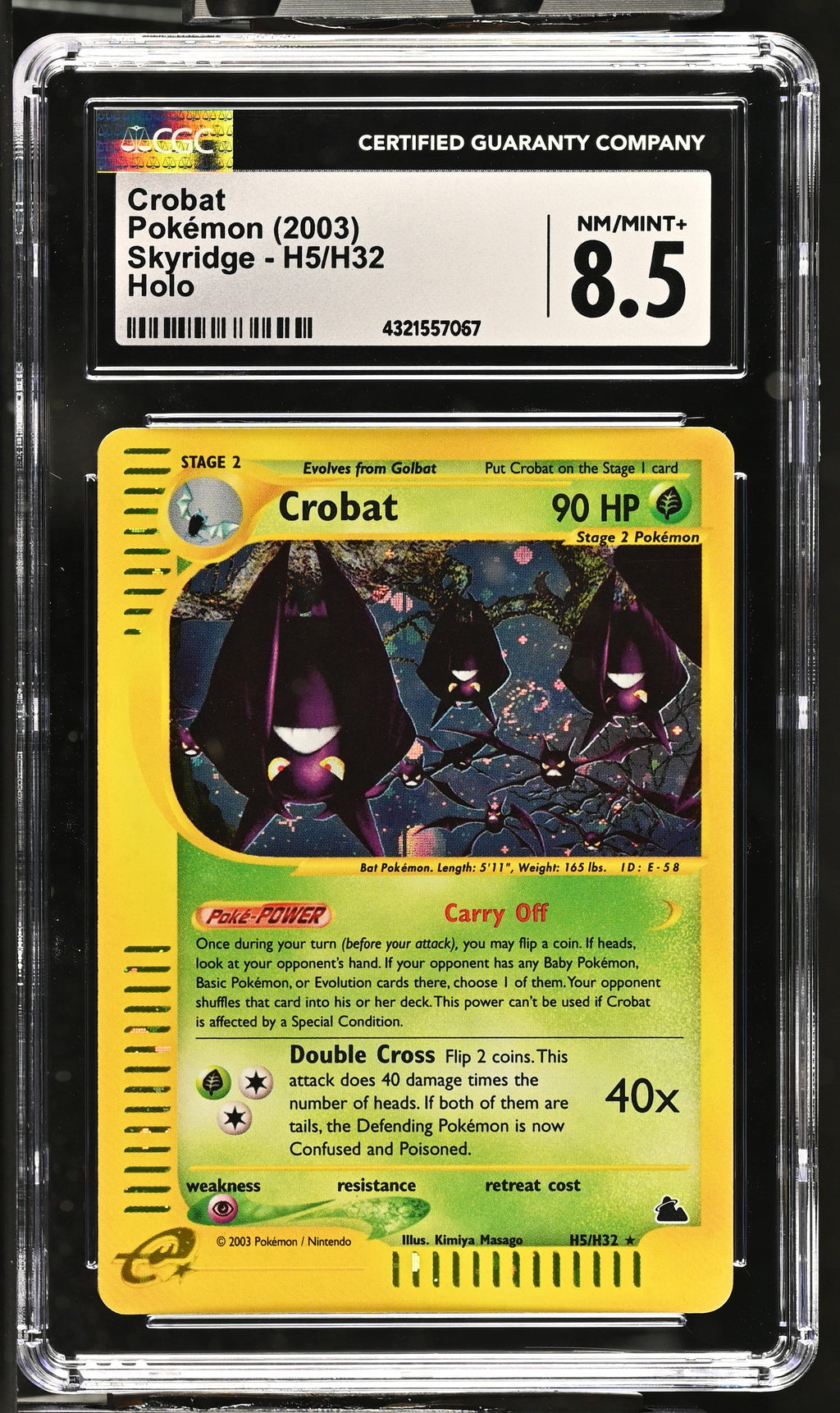 2003 Pokémon Skyridge Crobat H5/H32 Holo CGC 8.5