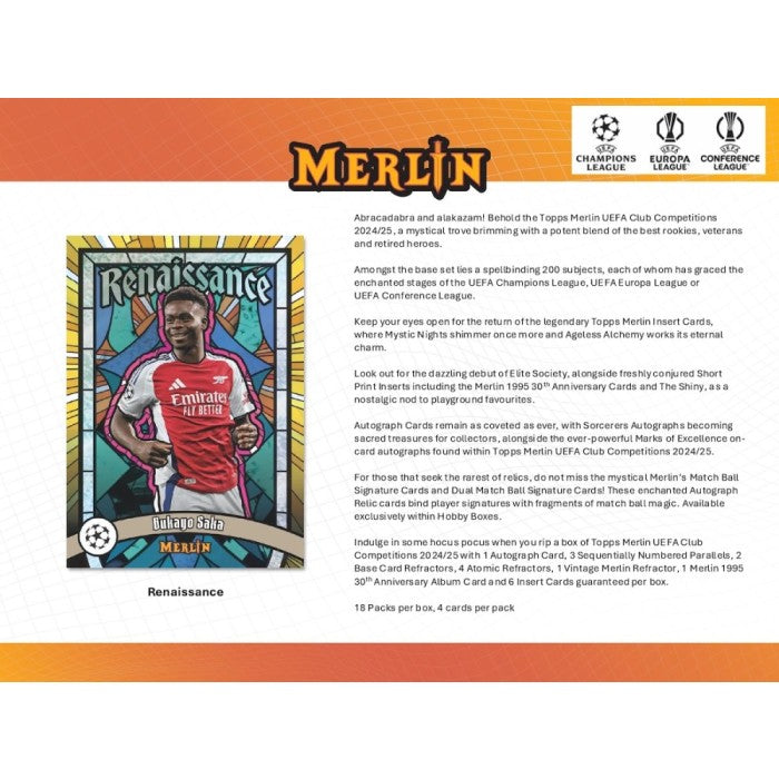 2024/25 Topps Chrome Merlin UEFA Club Competitions Soccer Hobby 12-Box Case
