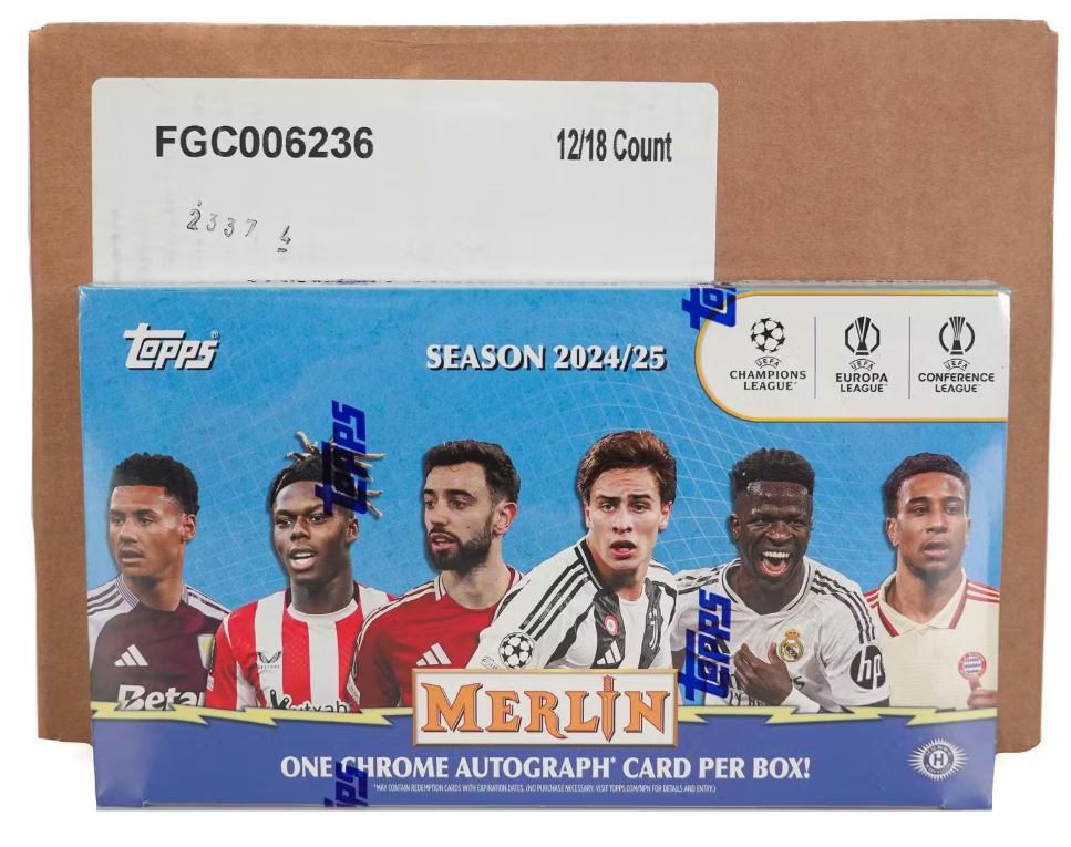 2024/25 Topps Chrome Merlin UEFA Club Competitions Soccer Hobby 12-Box Case