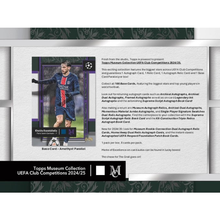 2024/25 Topps UEFA Club Competitions Museum Collection Soccer Hobby 8-Box Case