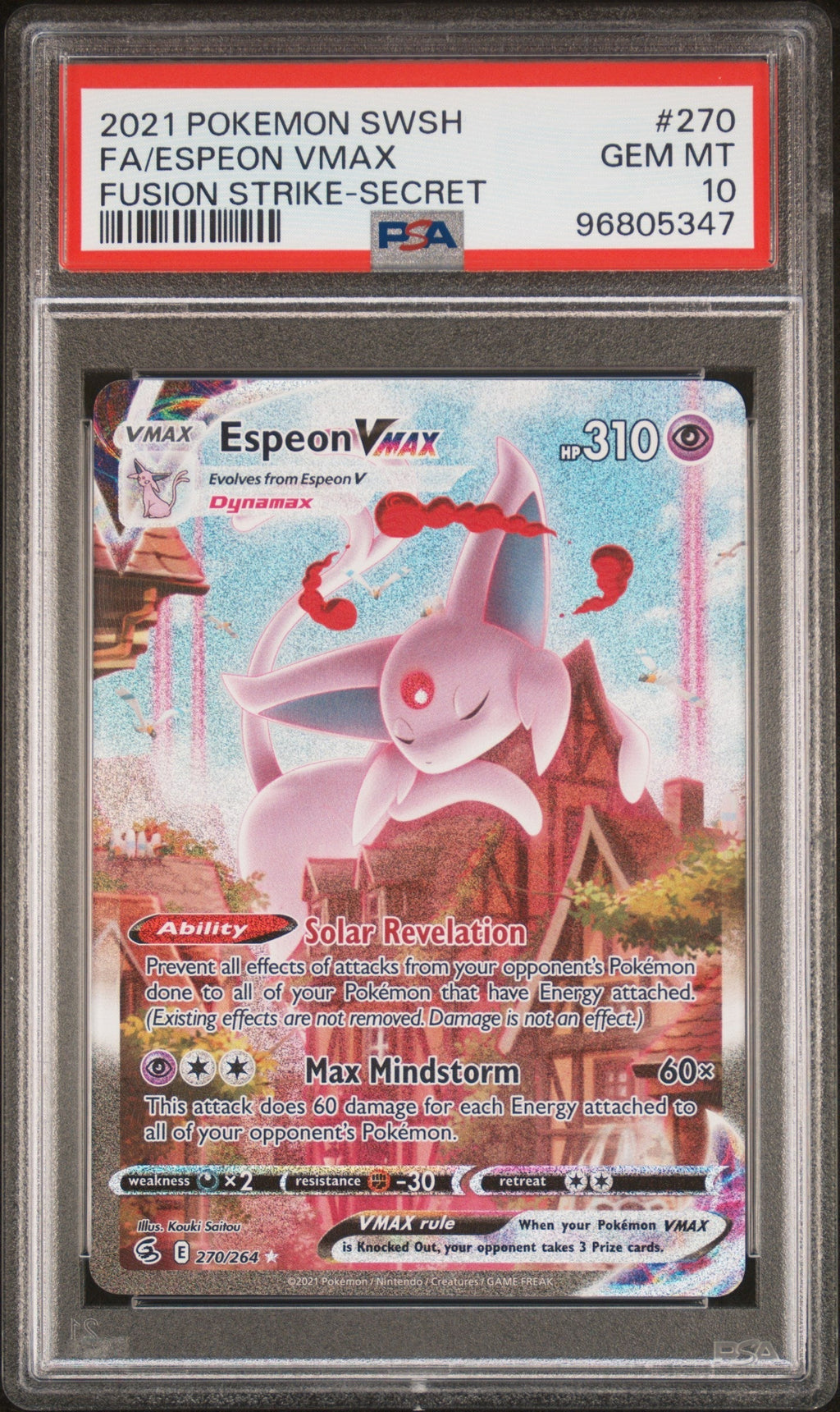 FA/ESPEON VMAX FUSION STRIKE-SECRET 2021 POKEMON SWORD & SHIELD FUSION STRIKE PSA GEM MT 10