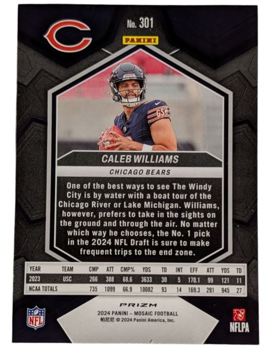 2024 Panini Mosaic Football Caleb Williams SSP Honeycomb