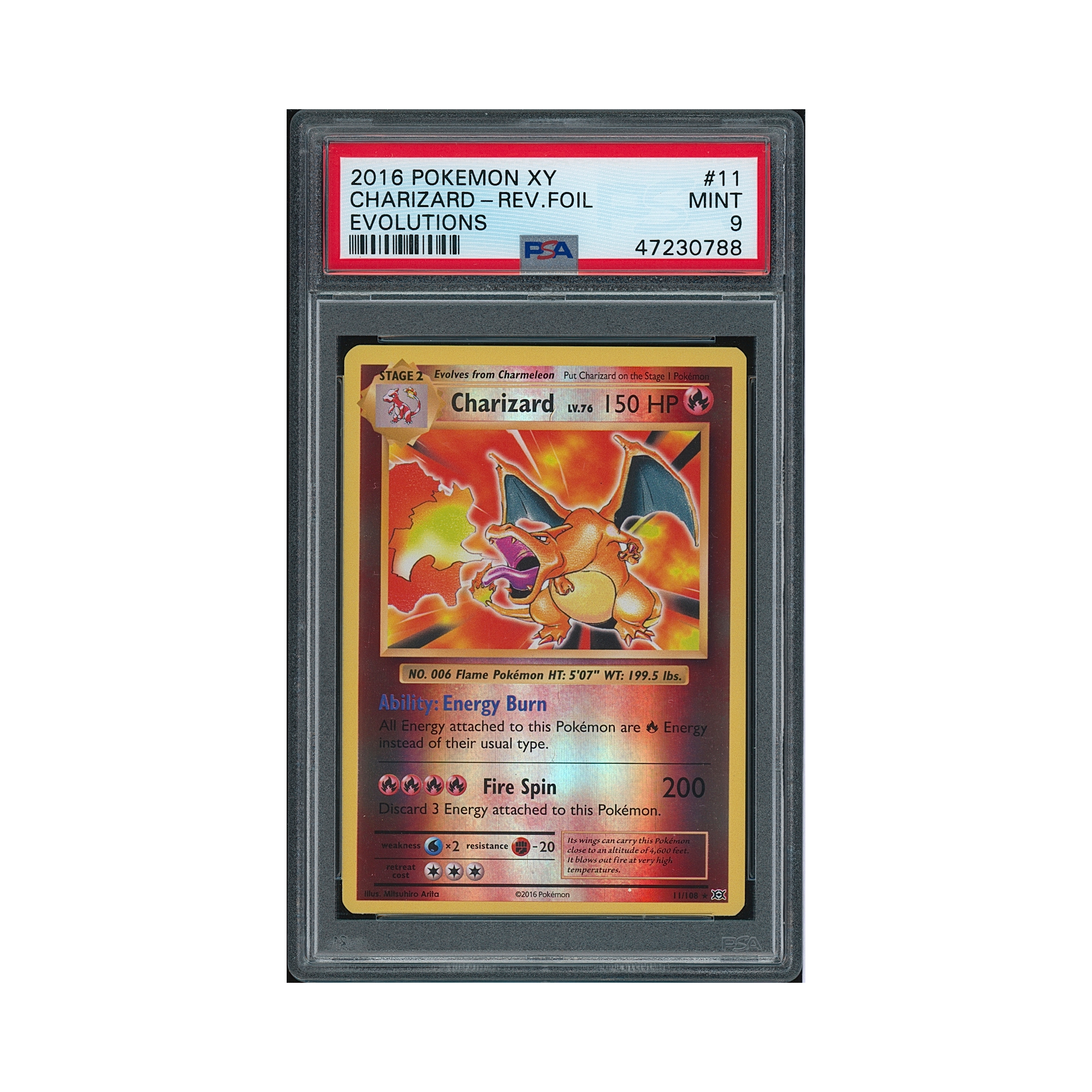 2016 Pokemon XY Evolutions Charizard(reverse Holo) #11 PSA 9