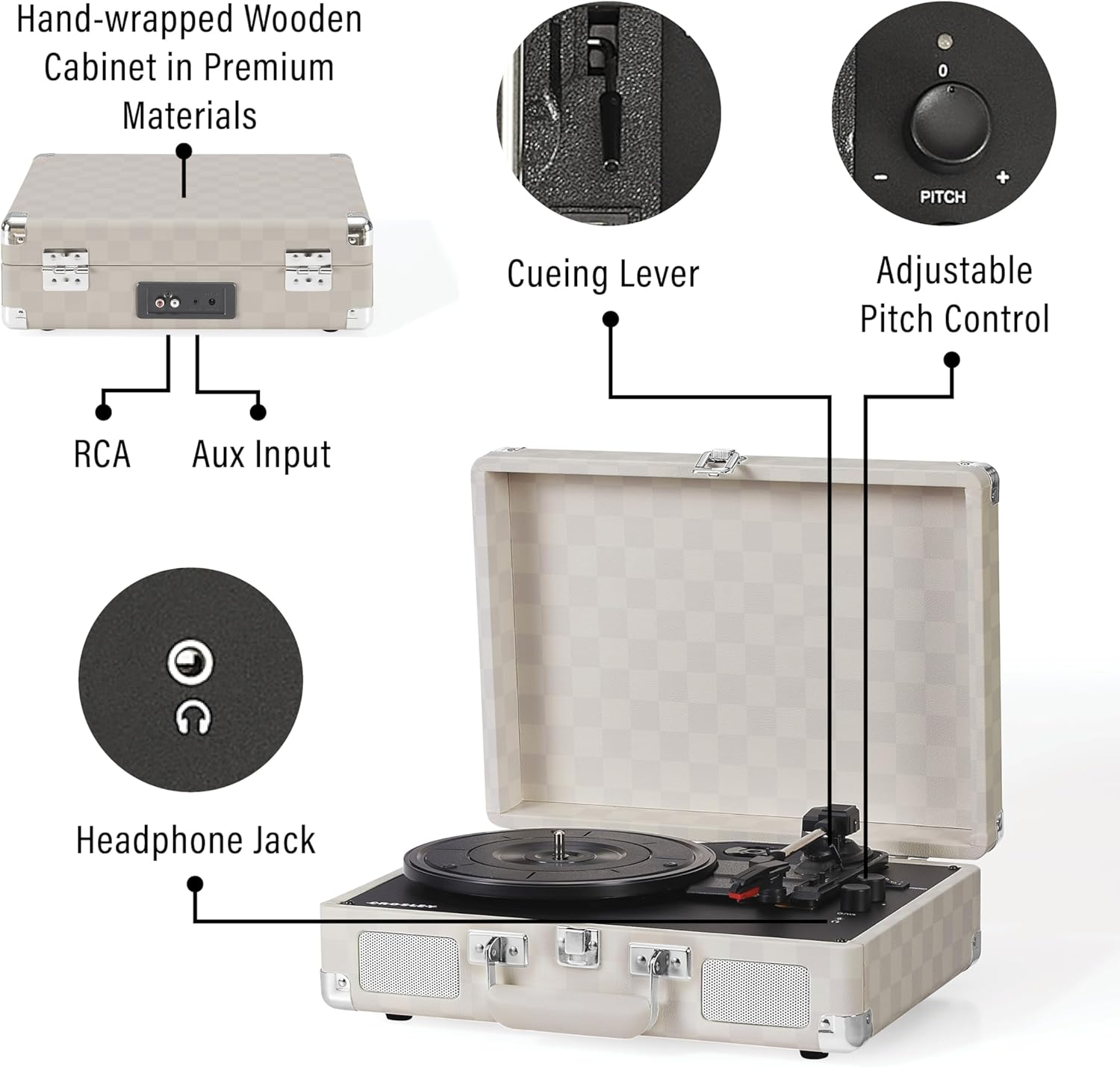 Crosley: Cruiser Plus Turntable - Almond Checkerboard - CR8005F-AC [Electronics]