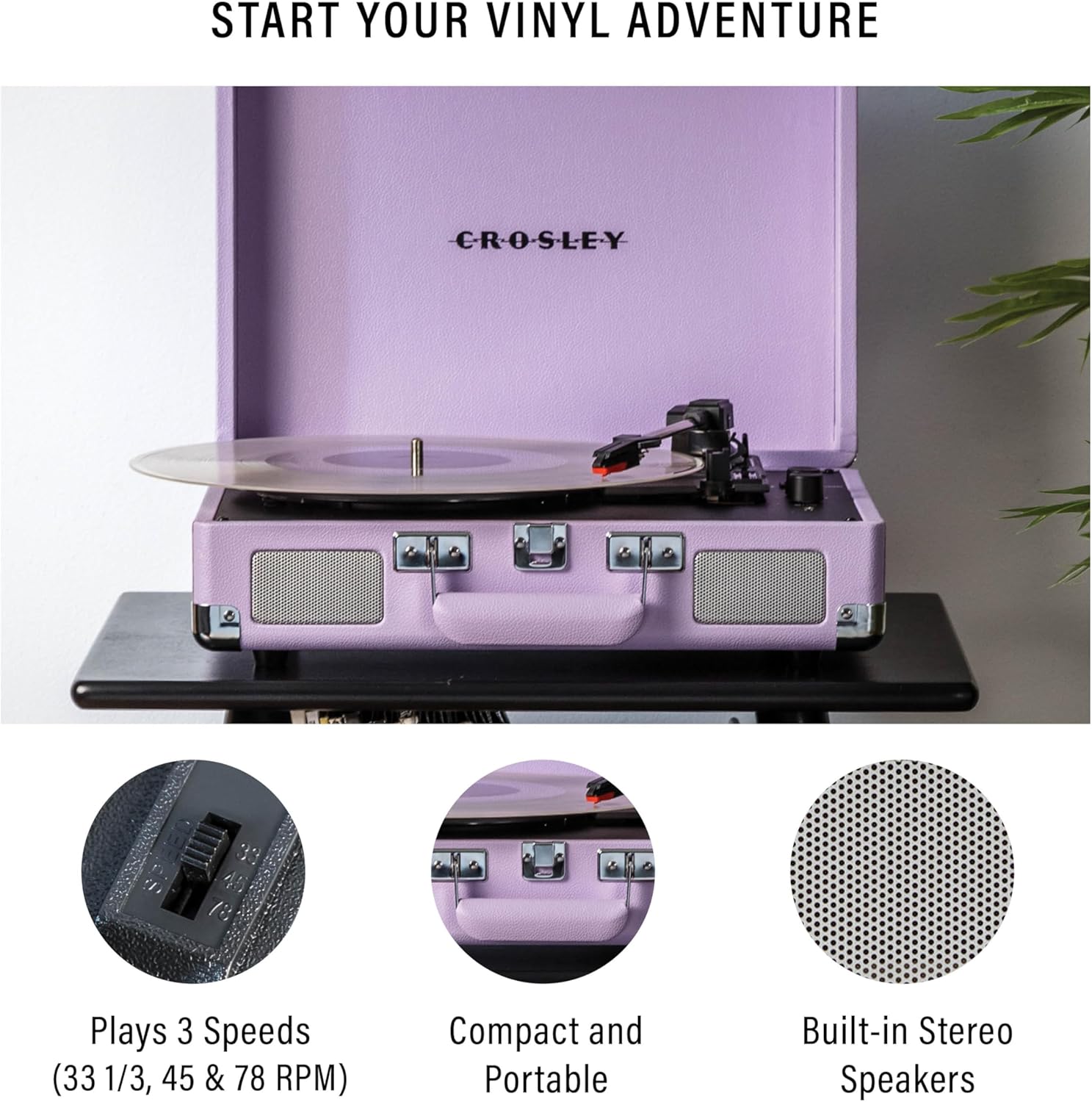 Crosley: Cruiser Plus Turntable - Lavender - CR8005F-LN [Electronics]
