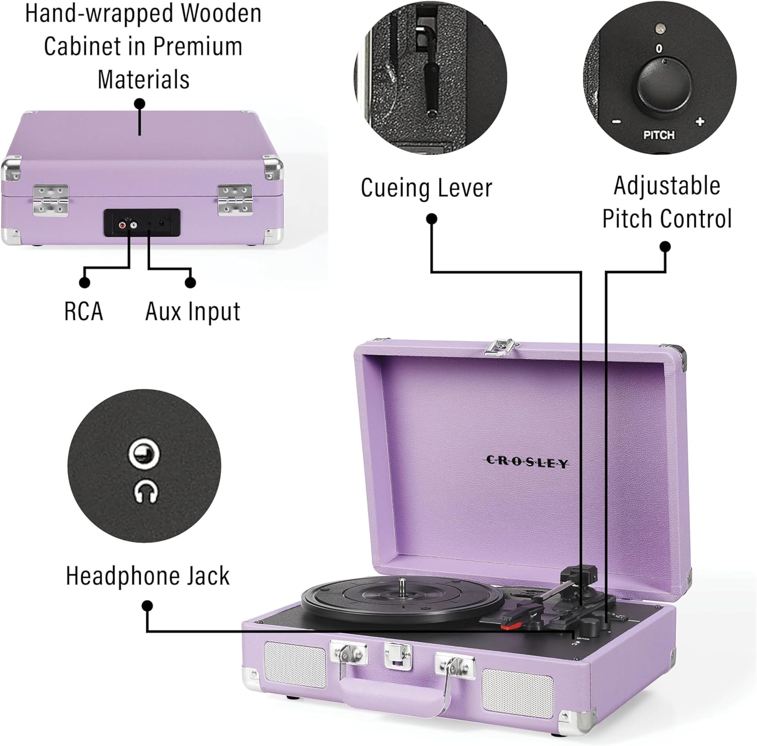 Crosley: Cruiser Plus Turntable - Lavender - CR8005F-LN [Electronics]