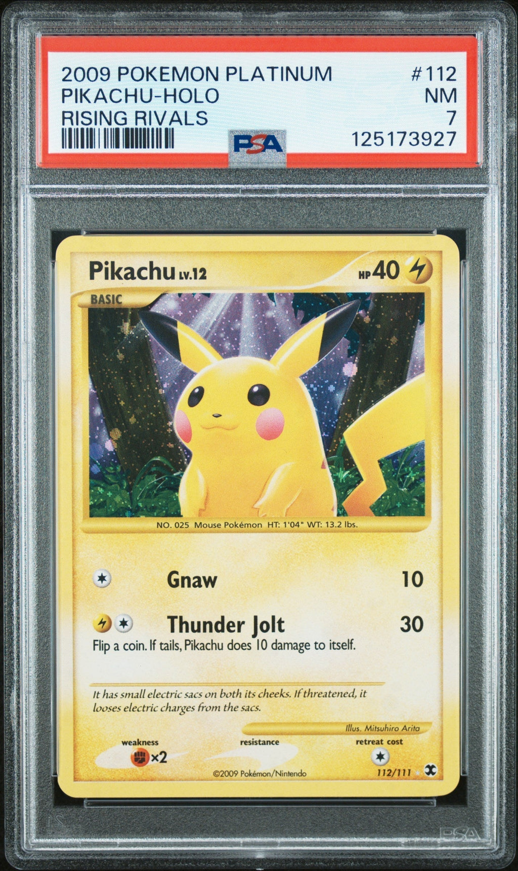 PIKACHU-HOLO RISING RIVALS 2009 POKEMON PLATINUM RISING RIVALS PSA NM 7