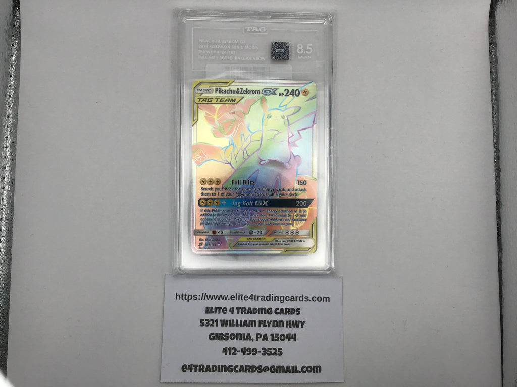 Pikachu & Zekrom GX #184 Pokemon Team Up  (TAG 8.5)