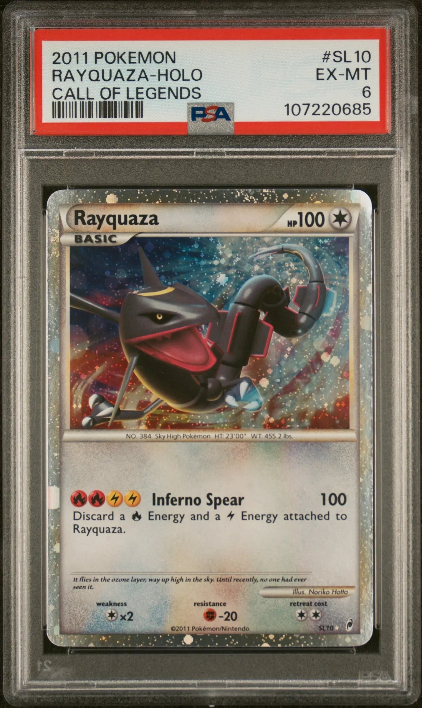 PSA 6 - 2011 POKEMON CALL OF LEGENDS #SL10 RAYQUAZA-HOLO CALL OF LEGENDS