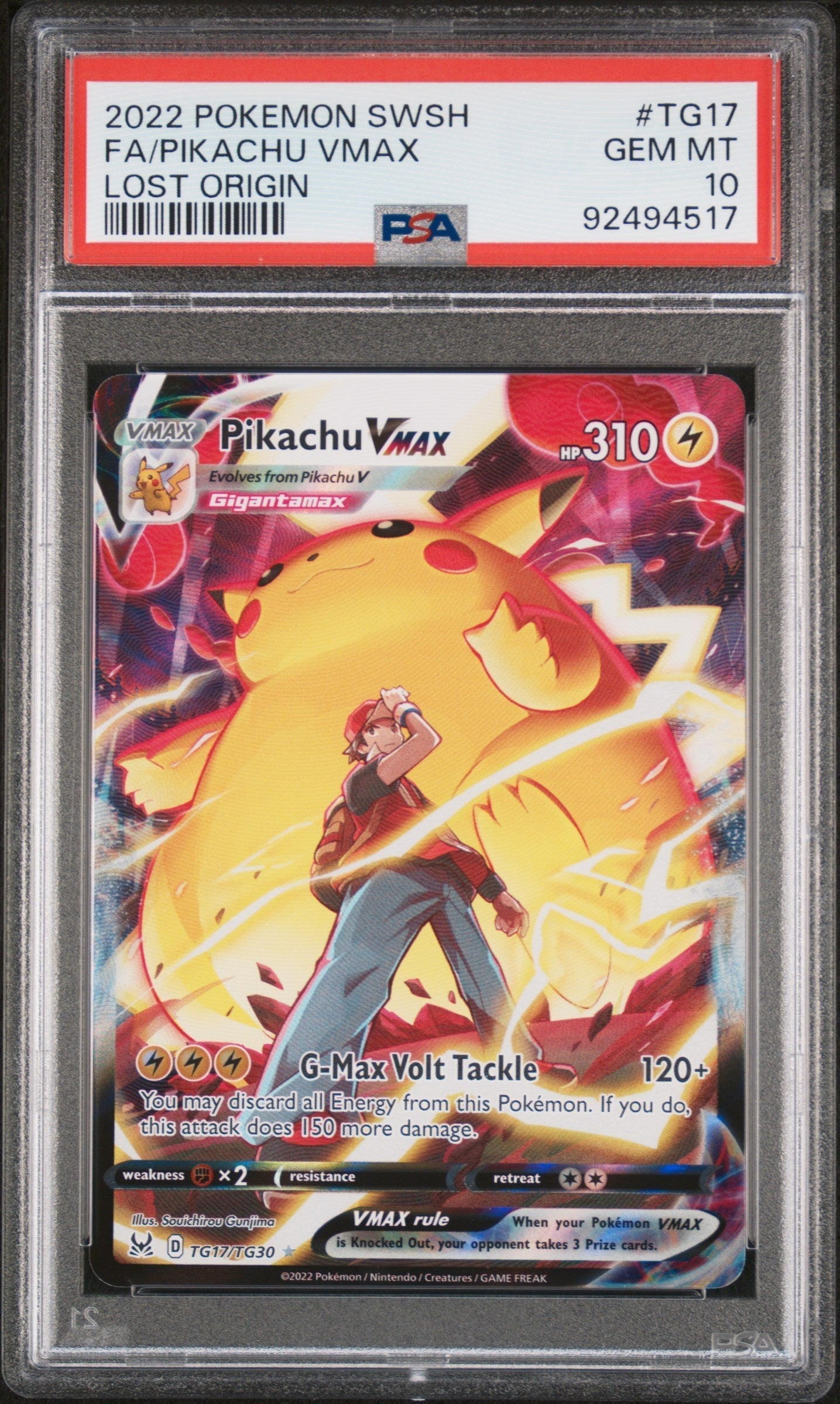 FA/PIKACHU VMAX LOST ORIGIN 2022 POKEMON SWORD & SHIELD LOST ORIGIN PSA GEM MT 10