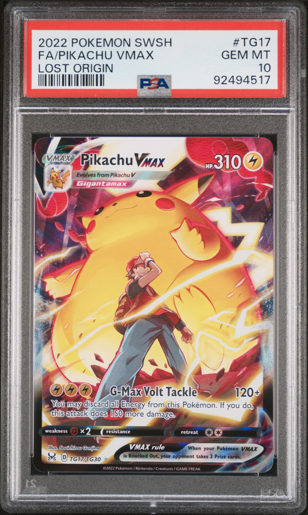 FA/PIKACHU VMAX LOST ORIGIN 2022 POKEMON SCHWERT & SCHILD LOST ORIGIN PSA GEM MT 10