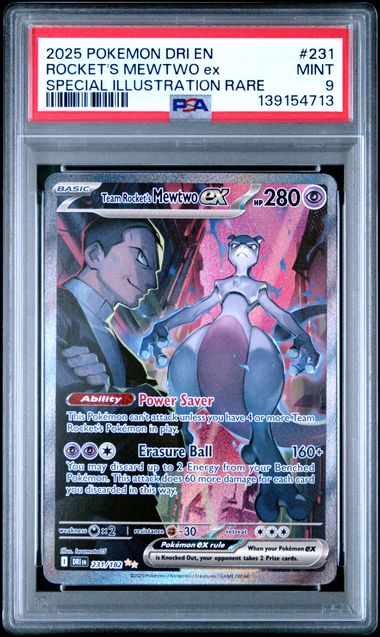 PSA 9 - 2025 POKEMON DRI EN-DESTINED RIVALS #231 ROCKET'S MEWTWO ex SPECIAL ILLUSTRATION RARE
