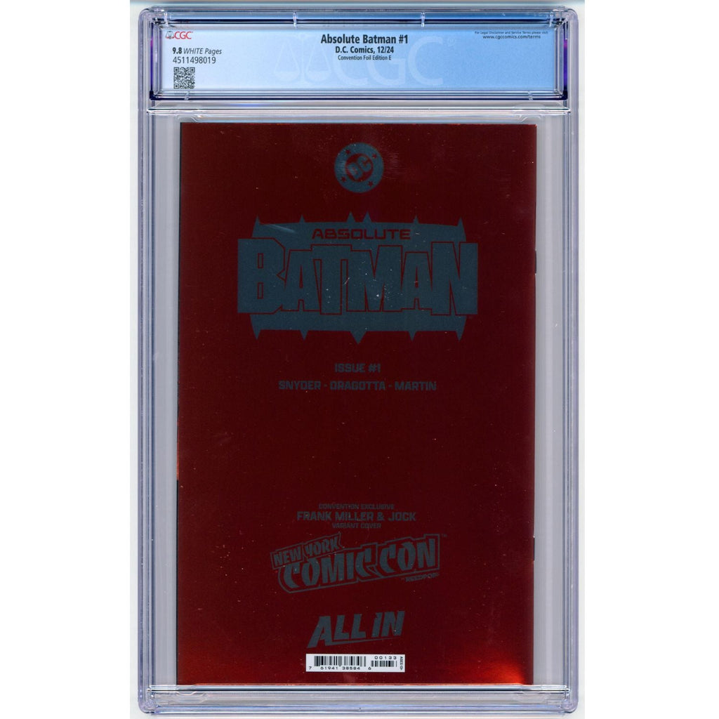 Absolute Batman: #1 [Frank Miller CGC 9.8 NYCC CVR Foil E] 2024