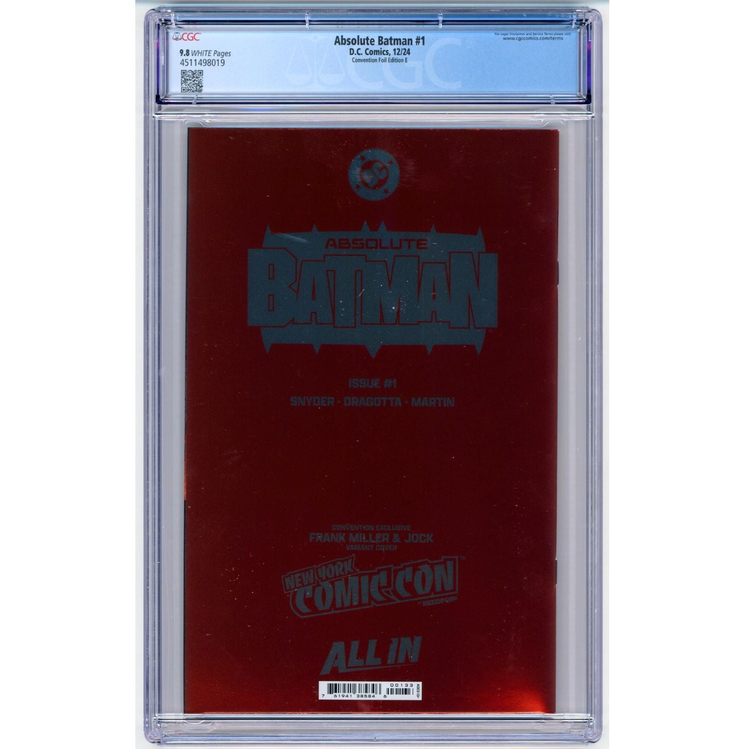 Absolute Batman: #1 [Frank Miller CGC 9.8 NYCC CVR Foil E] 2024