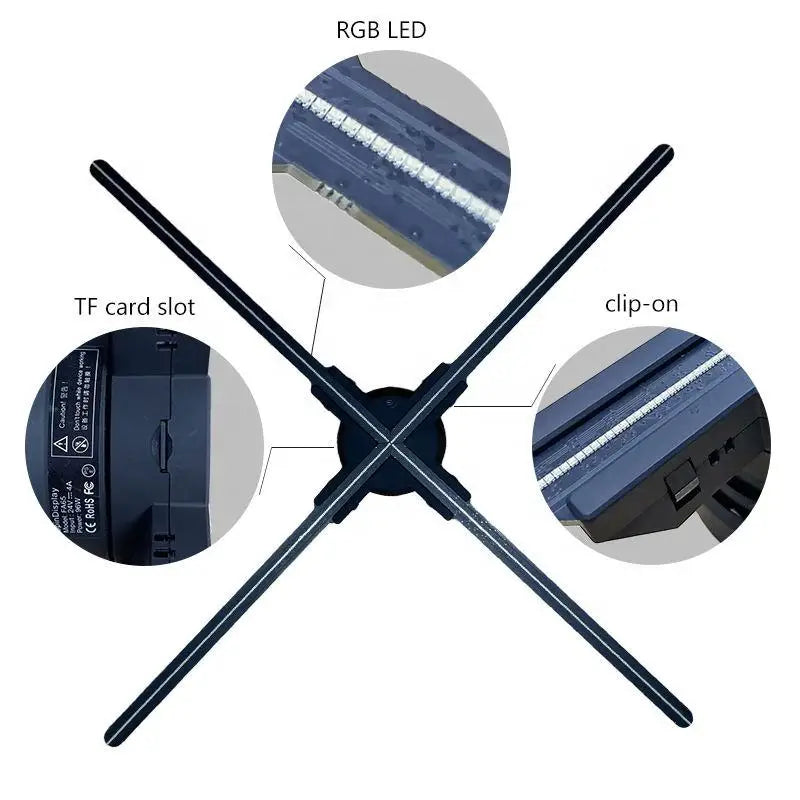 3D Holographic LED Projector 65cm Customizable 3D OEM Hologram Fan