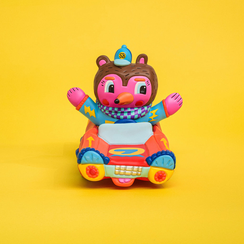 Kenelephant Sunday Bear Pink Car Figure JAPAN OFFICIAL