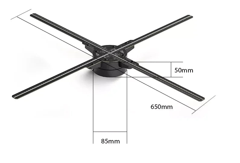3D Holographic LED Projector 65cm Customizable 3D OEM Hologram Fan